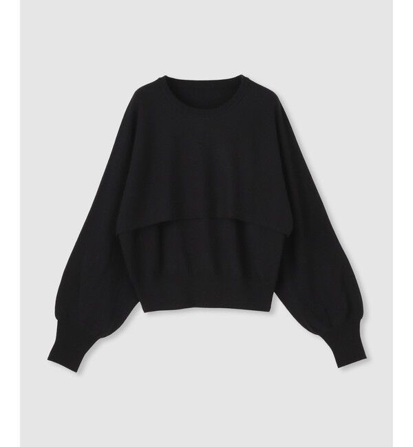 allureville「メリノウールレイヤードプルオーバー」|ニット・セーター|ブラック