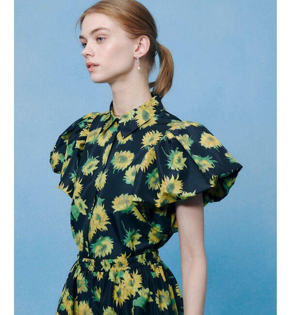LOULOU WILLOUGHBY「 WEB 一部店舗限定【LOULOU WILLOUGHBY】サンフラワープリントバルーンスリーブシャツ」|シャツ・ブラウス|