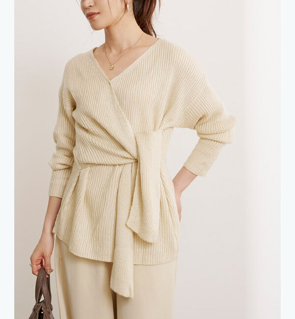 ur's「フロントリボンニットトップス」|ニット・セーター|アイボリー