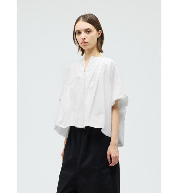 mizuiro ind「mizuiro ind バルーンノーカラーシャツ」|シャツ・ブラウス|