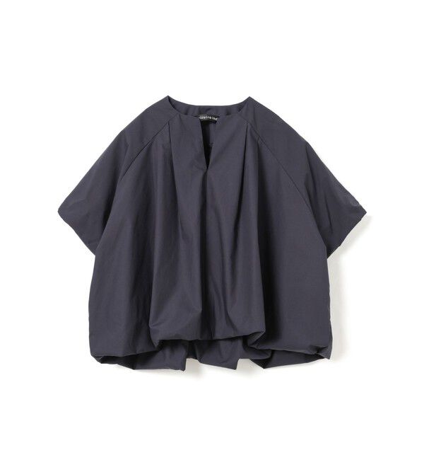 mizuiro ind「mizuiro ind バルーンノーカラーシャツ」|シャツ・ブラウス|ネイビー