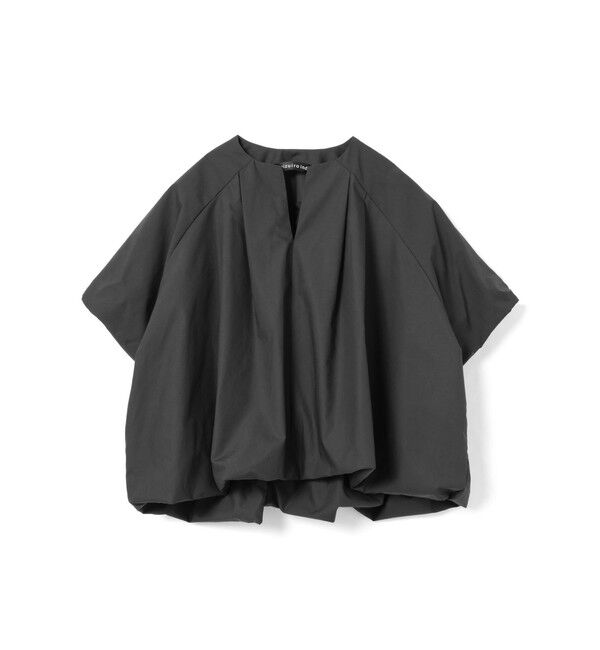 mizuiro ind「mizuiro ind バルーンノーカラーシャツ」|シャツ・ブラウス|ブラック