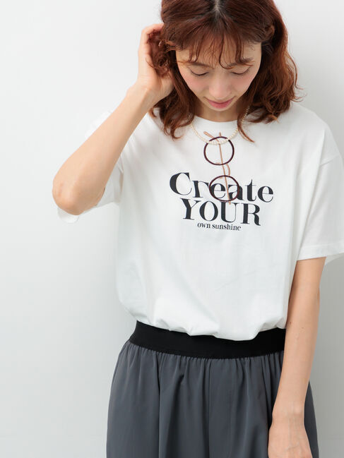 Lugnoncure「メガネ刺繍プリントTシャツ」|Tシャツ・カットソー|オフホワイト