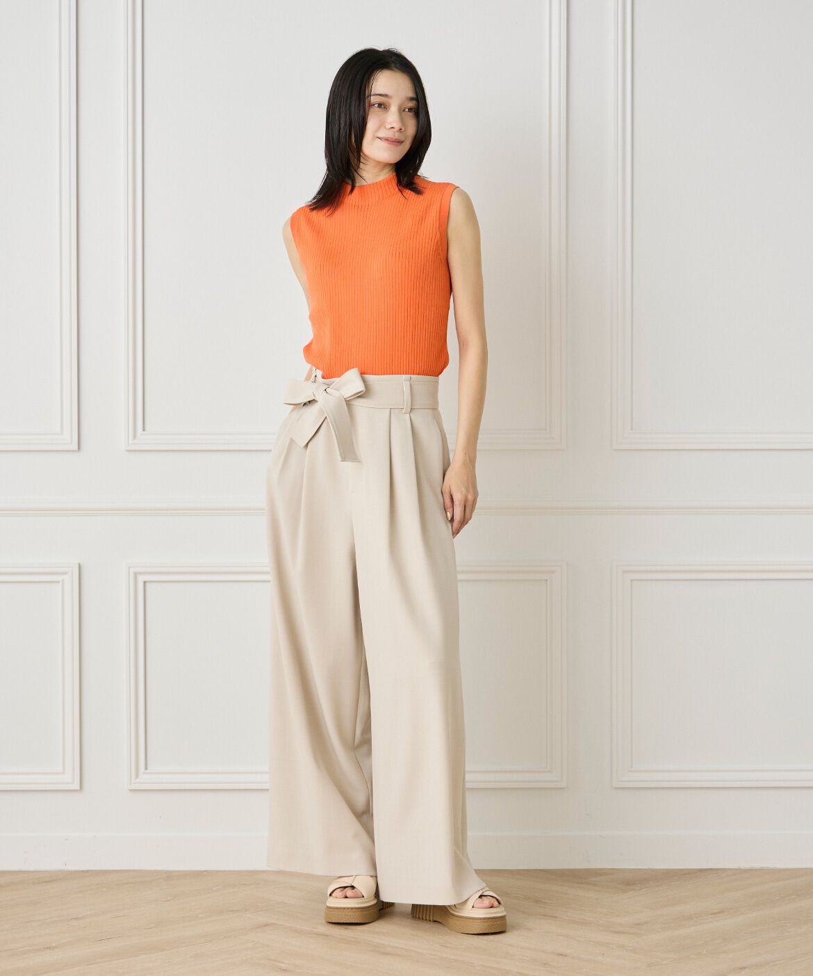 INED「ノースリーブワイドリブニット」|ニット・セーター|