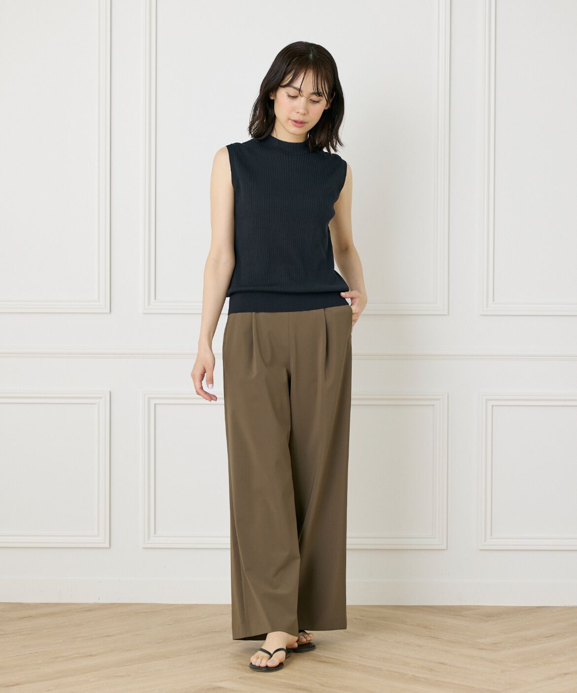 INED「ノースリーブワイドリブニット」|ニット・セーター|