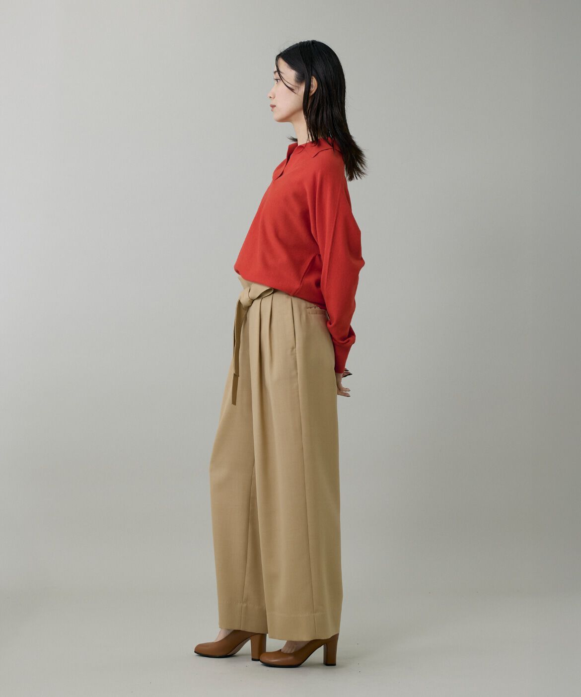 INED「ライトカルゼ ベルテッドワイドパンツ」|その他|