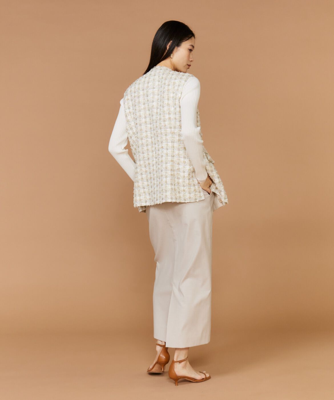 INED「《大きいサイズ》シアードッキングリブニット」|ニット・セーター|