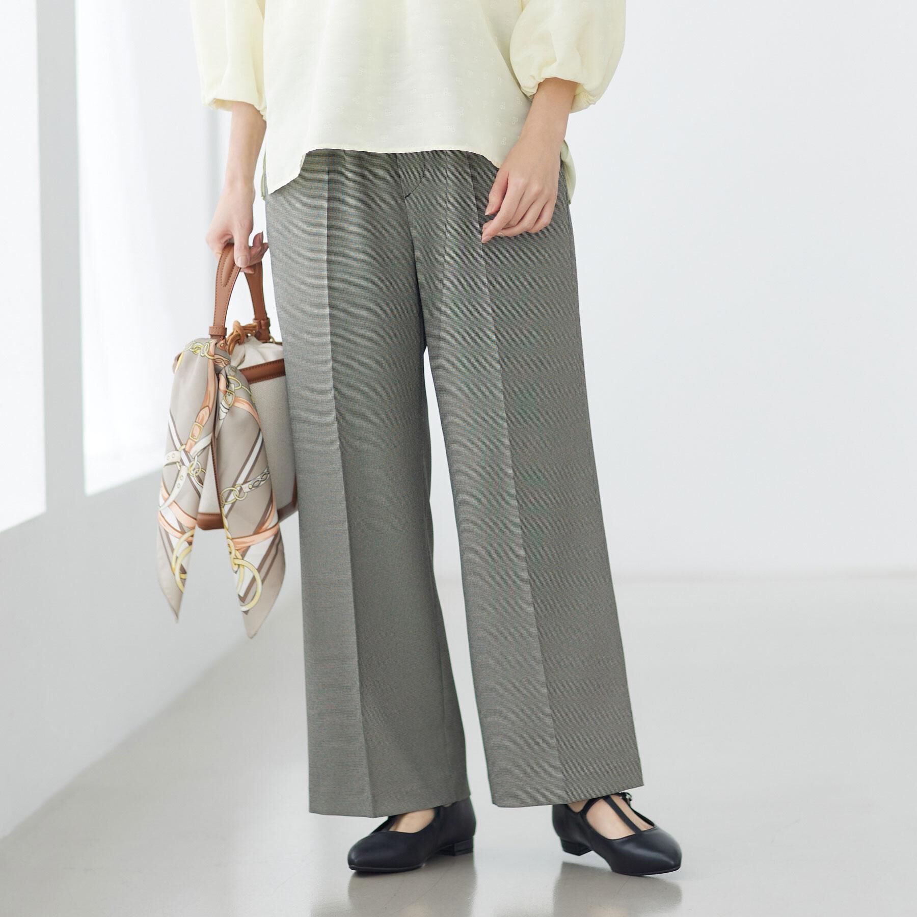 Reflect「【ウエスト総ゴム】チェック柄イージーワイドパンツ」|その他|グレージュ(450)