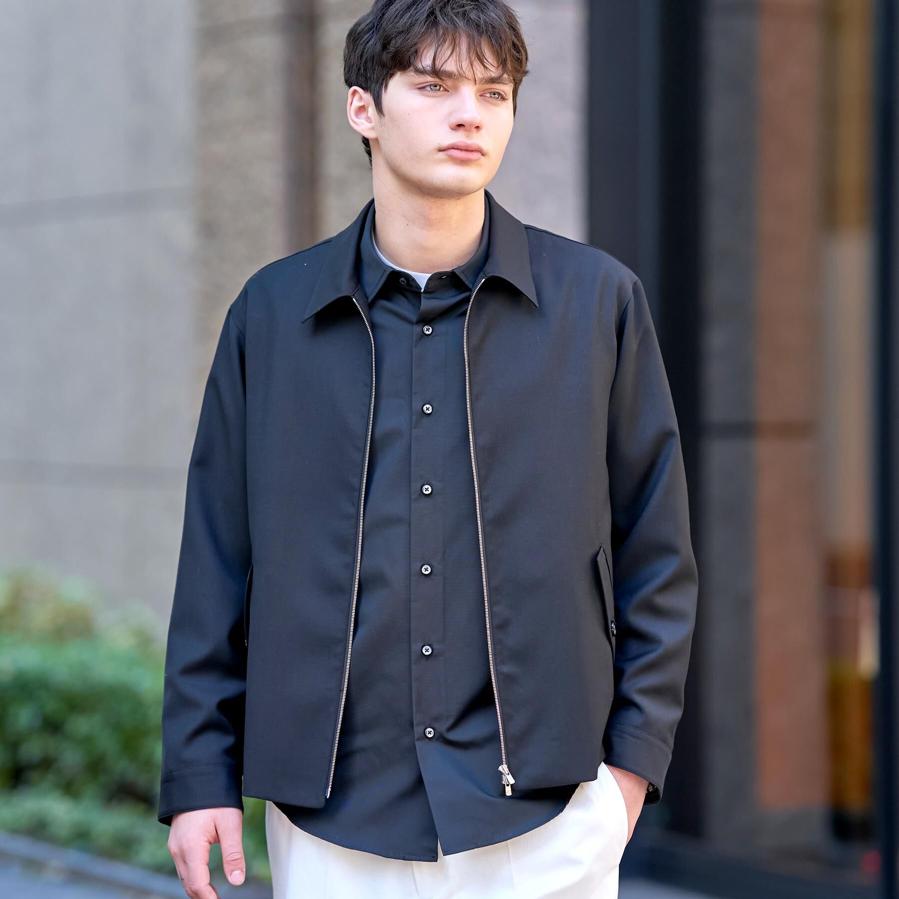 DRESSTERIOR「【家庭洗濯可】ウォッシャブル ウールハリントン ジャケット」|ブルゾン・スタジャン|