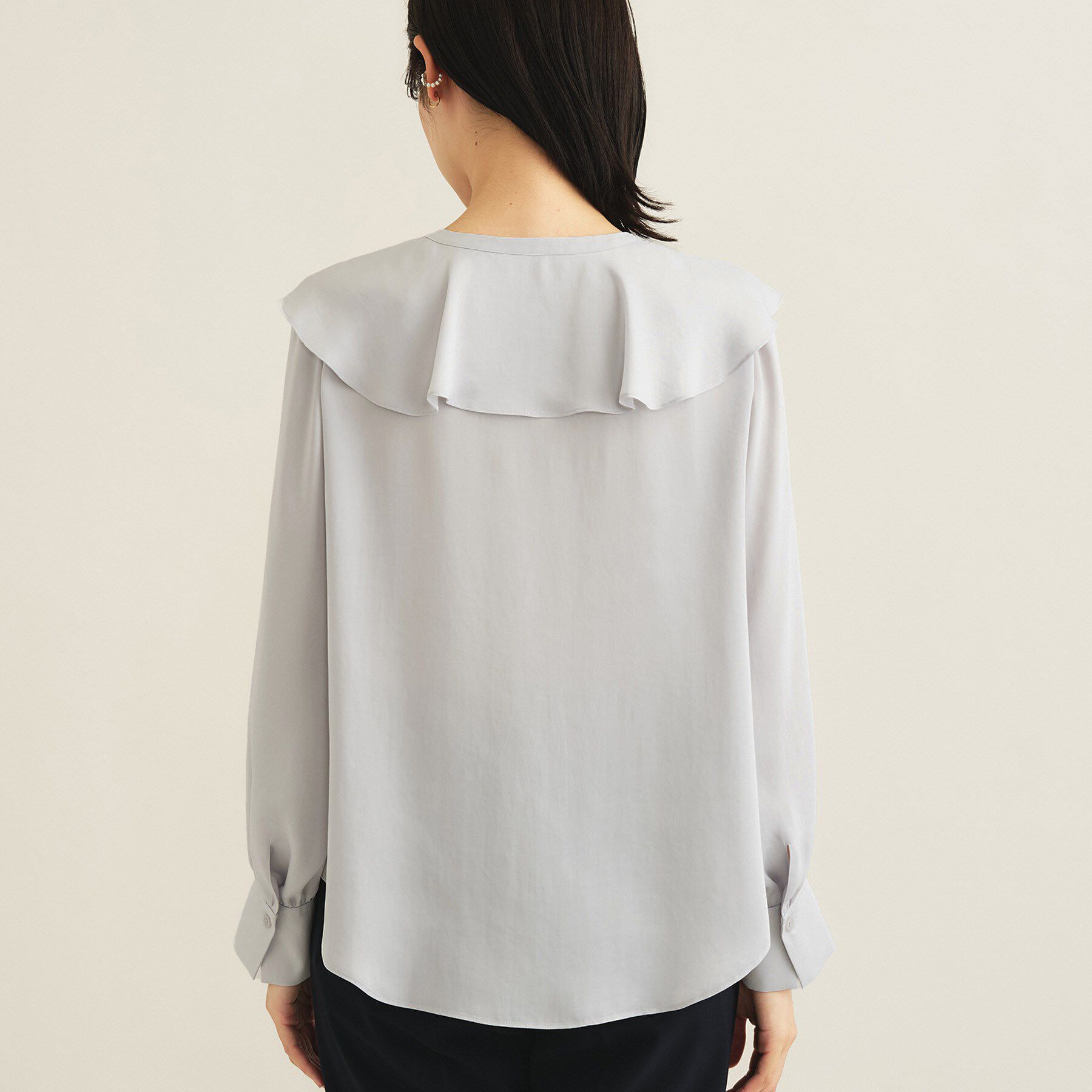 INDIVI「【洗える／セレモニー】ラッフルサテンブラウス」|シャツ・ブラウス|