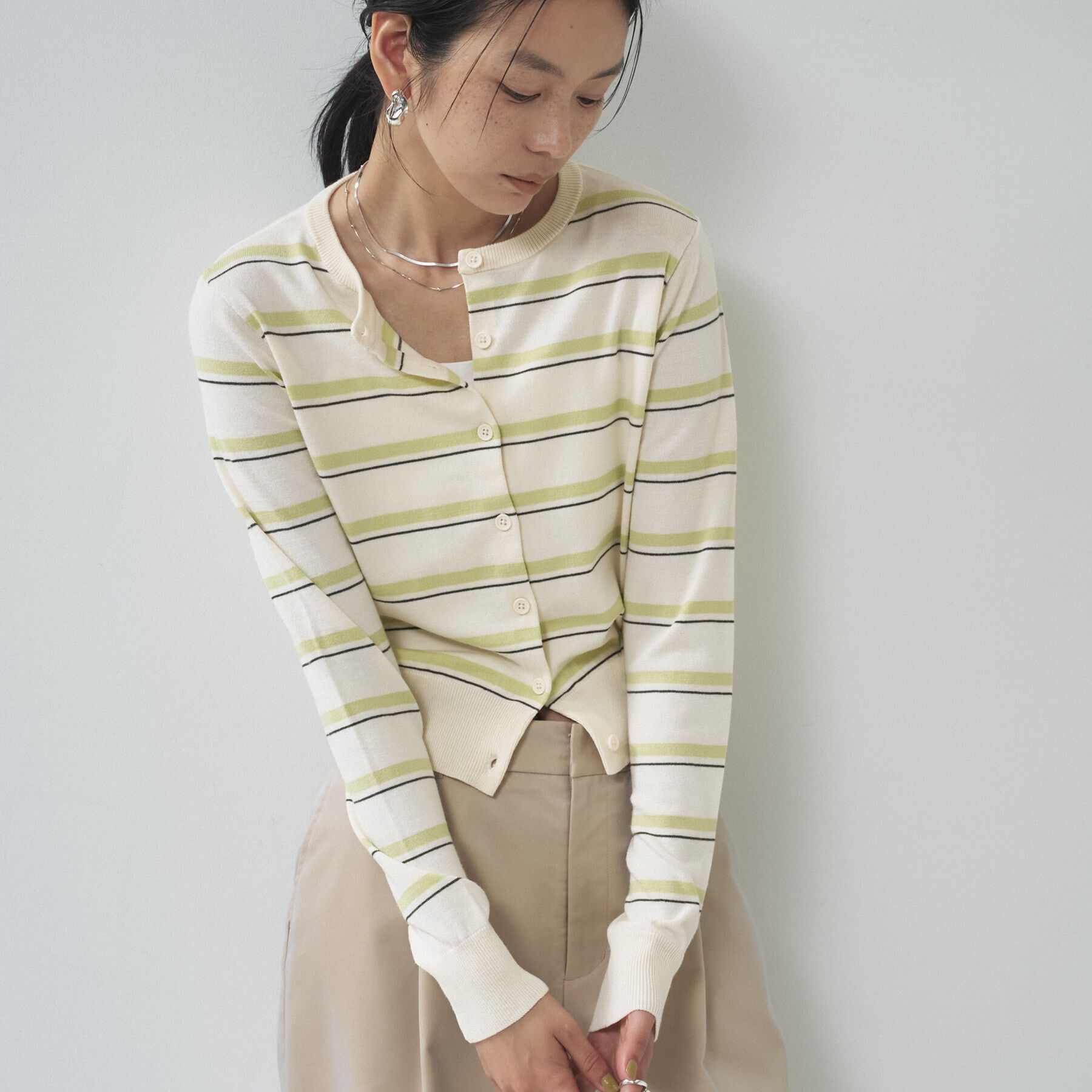 GALLEST「【一部店舗限定】クルーネックボーダーカーディガン」|カーディガン|