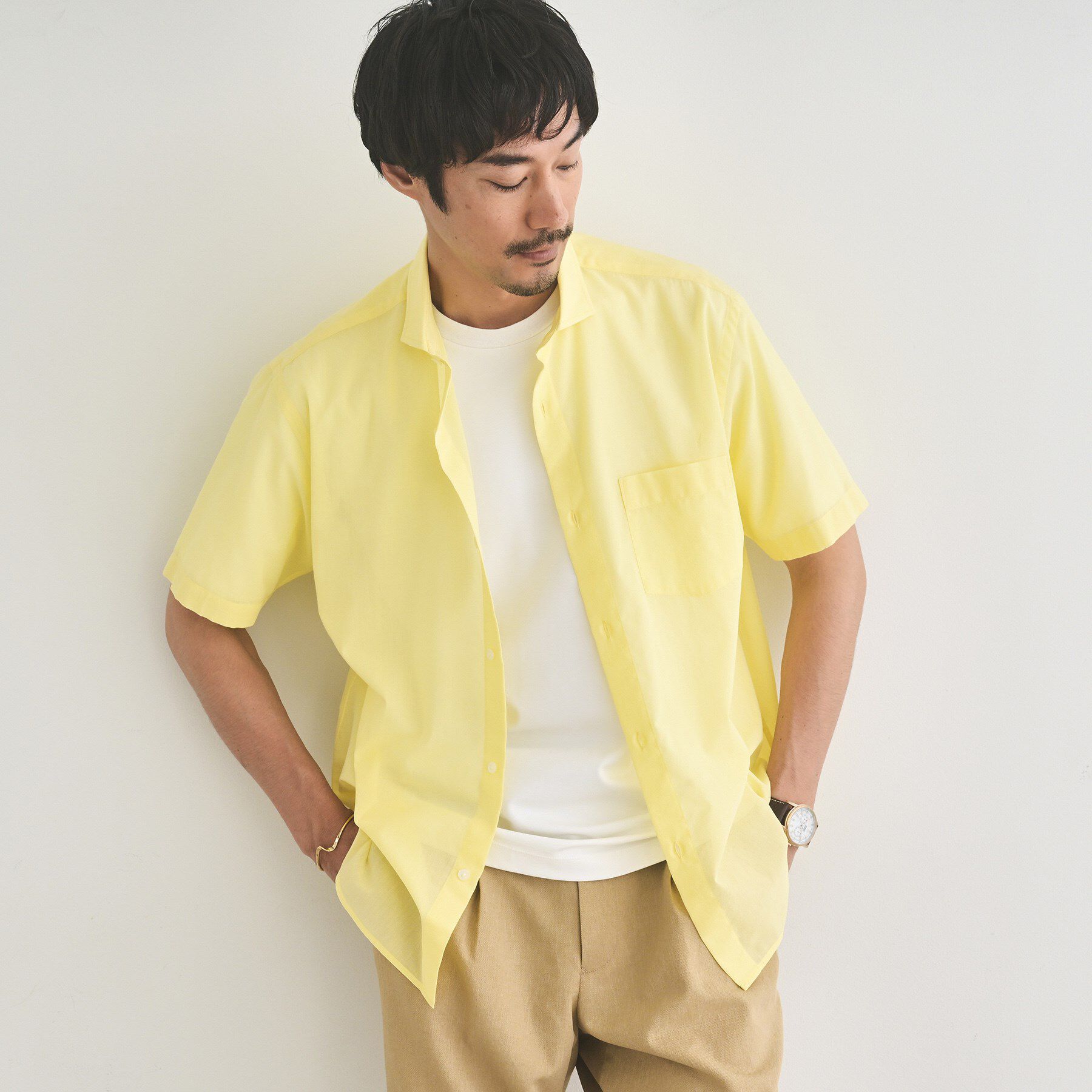 TAKEO KIKUCHI「ローン半袖シャツ」|シャツ・ブラウス|ライトイエロー(03