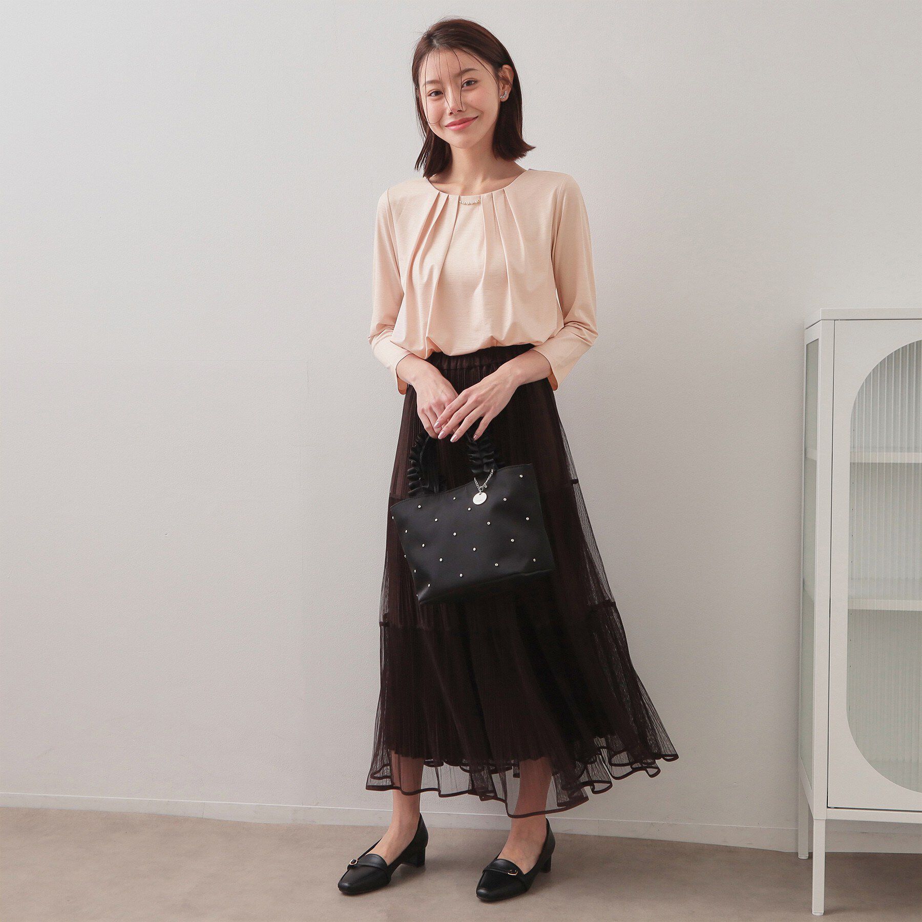 index「タックビジュー7分袖トップス【洗濯機可】」|Tシャツ・カットソー|