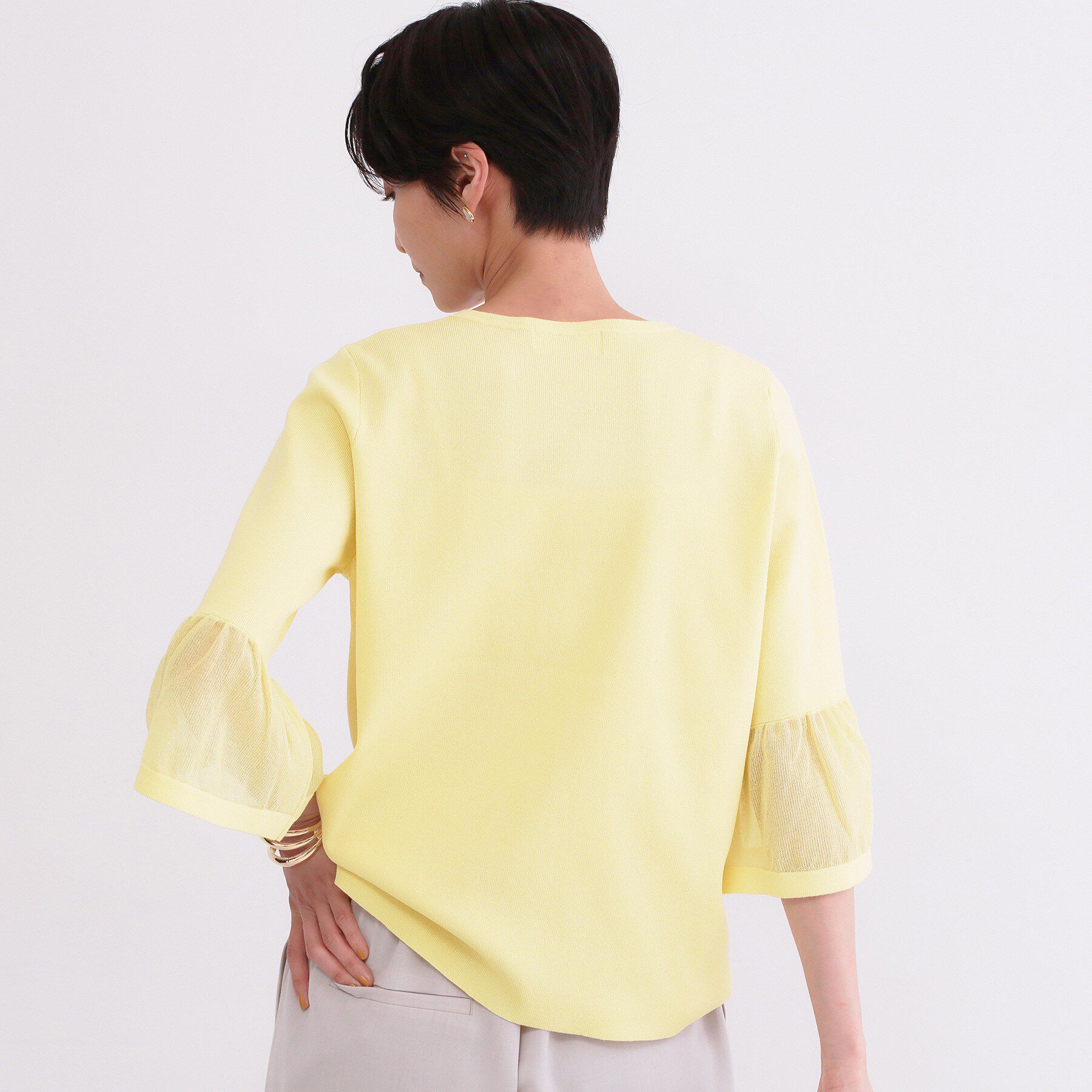 OPAQUE.CLIP「シアーフレアスリーブニット【洗濯機OK/抗ピル】」|ニット・セーター|