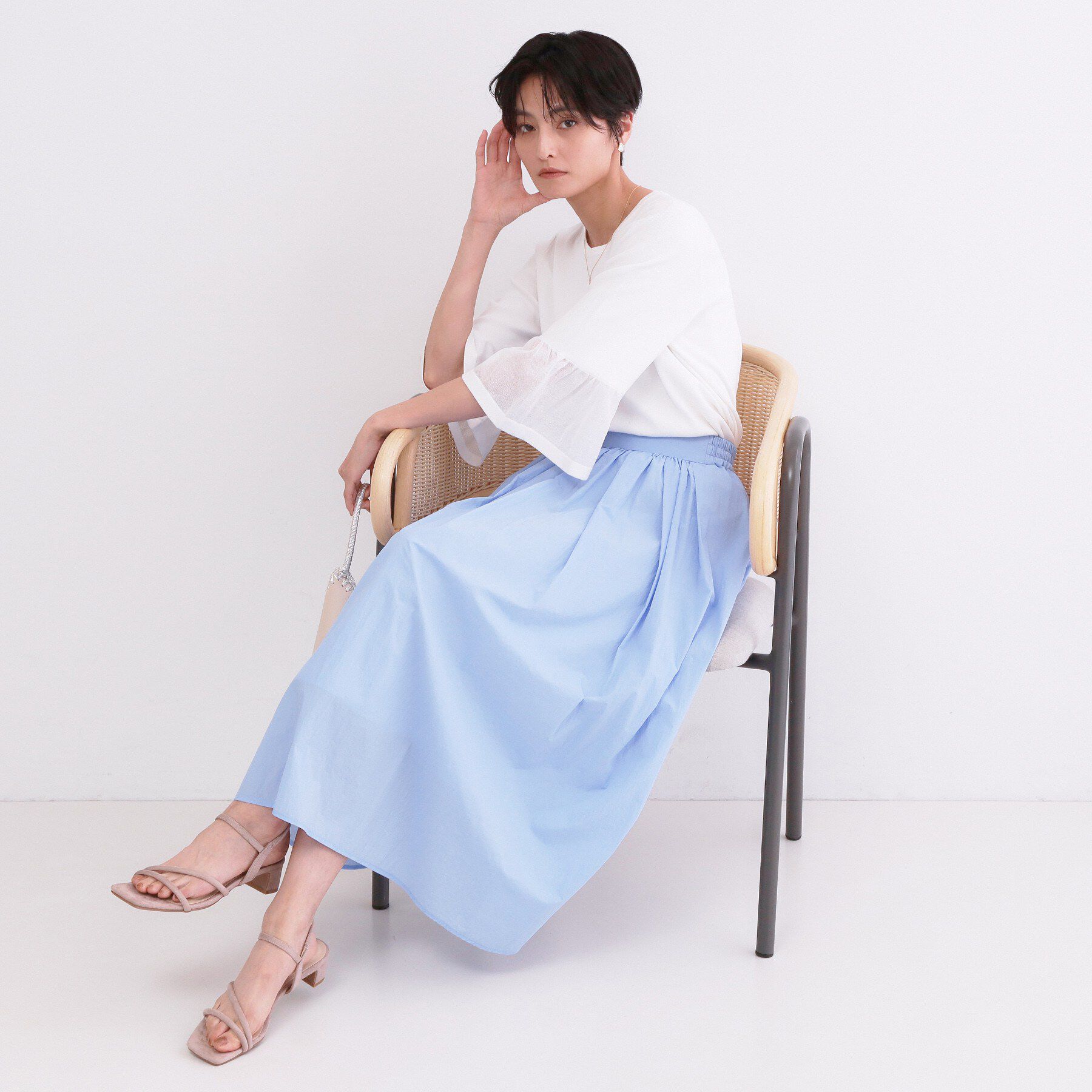 OPAQUE.CLIP「シアーフレアスリーブニット【洗濯機OK/抗ピル】」|ニット・セーター|