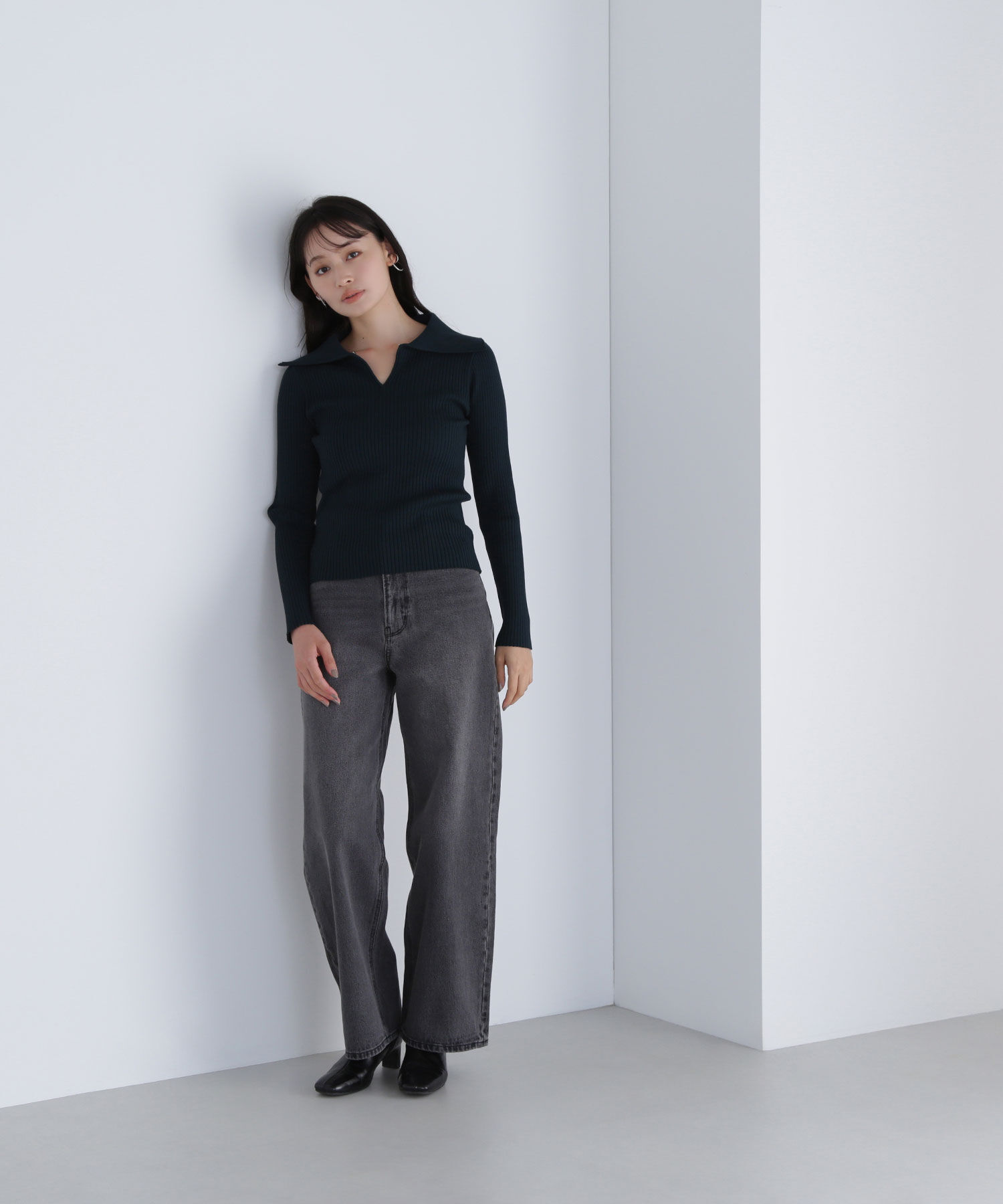  「襟付コンパクトリブニット」|ニット・セーター|