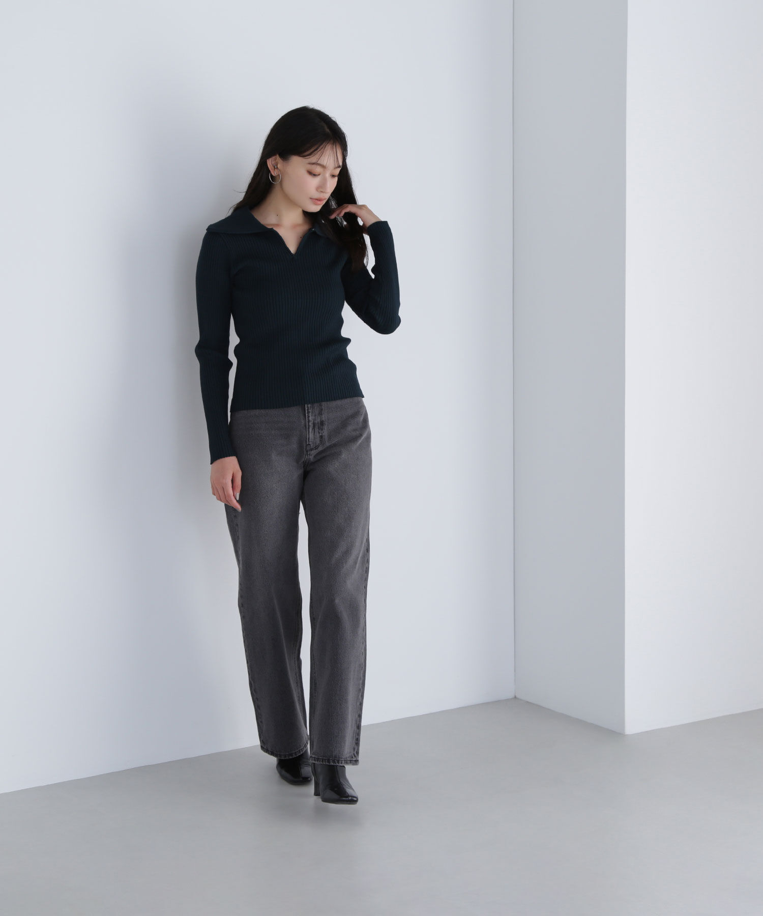  「襟付コンパクトリブニット」|ニット・セーター|