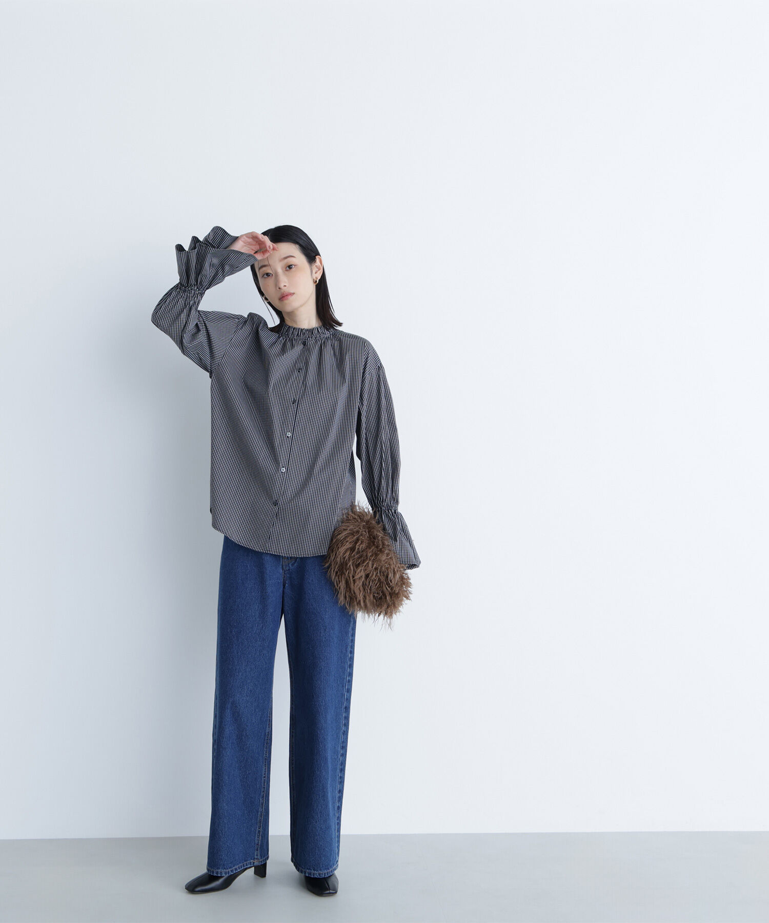  「フリルカフスハイネックブラウス」|シャツ・ブラウス|