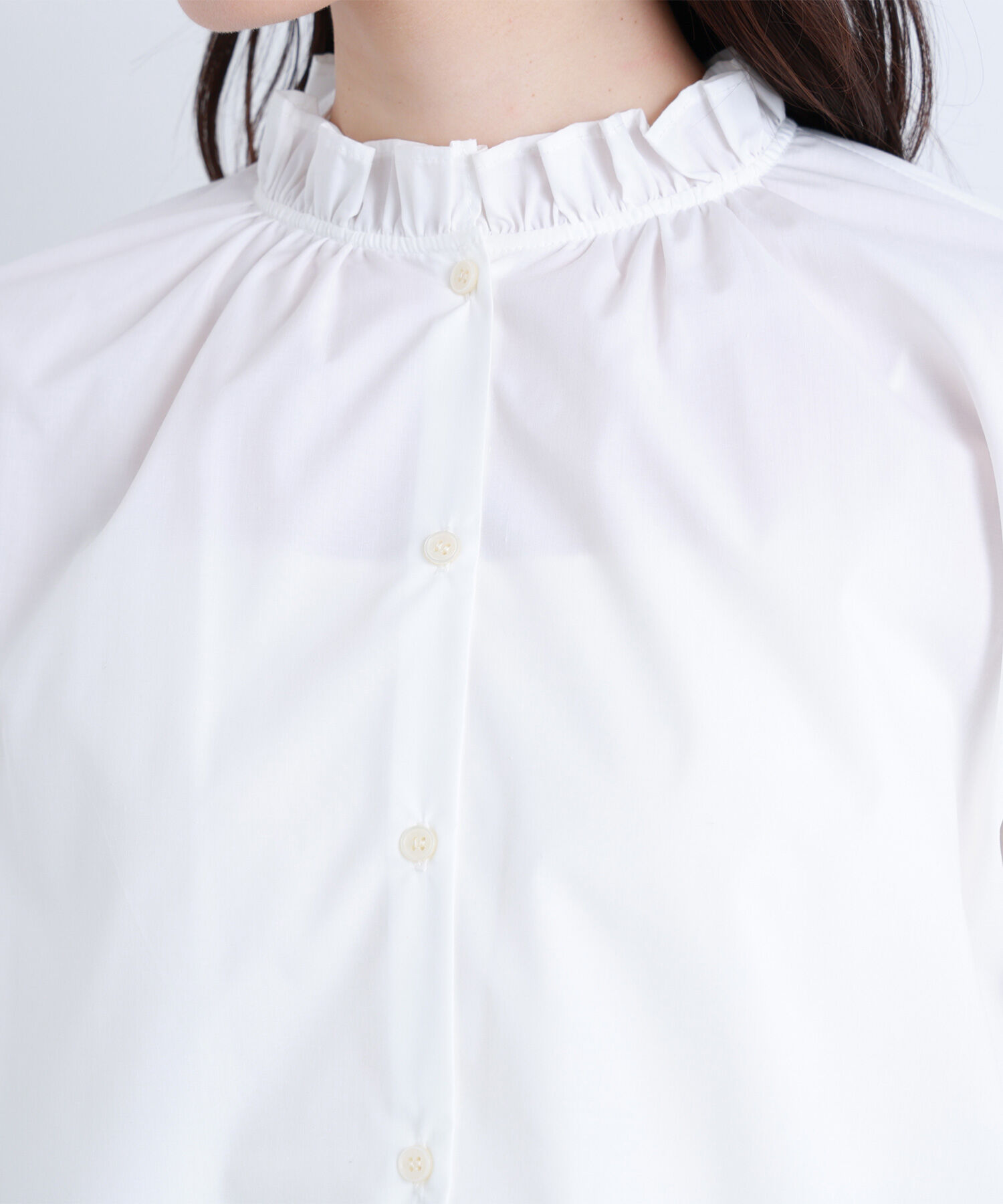  「フリルカフスハイネックブラウス」|シャツ・ブラウス|