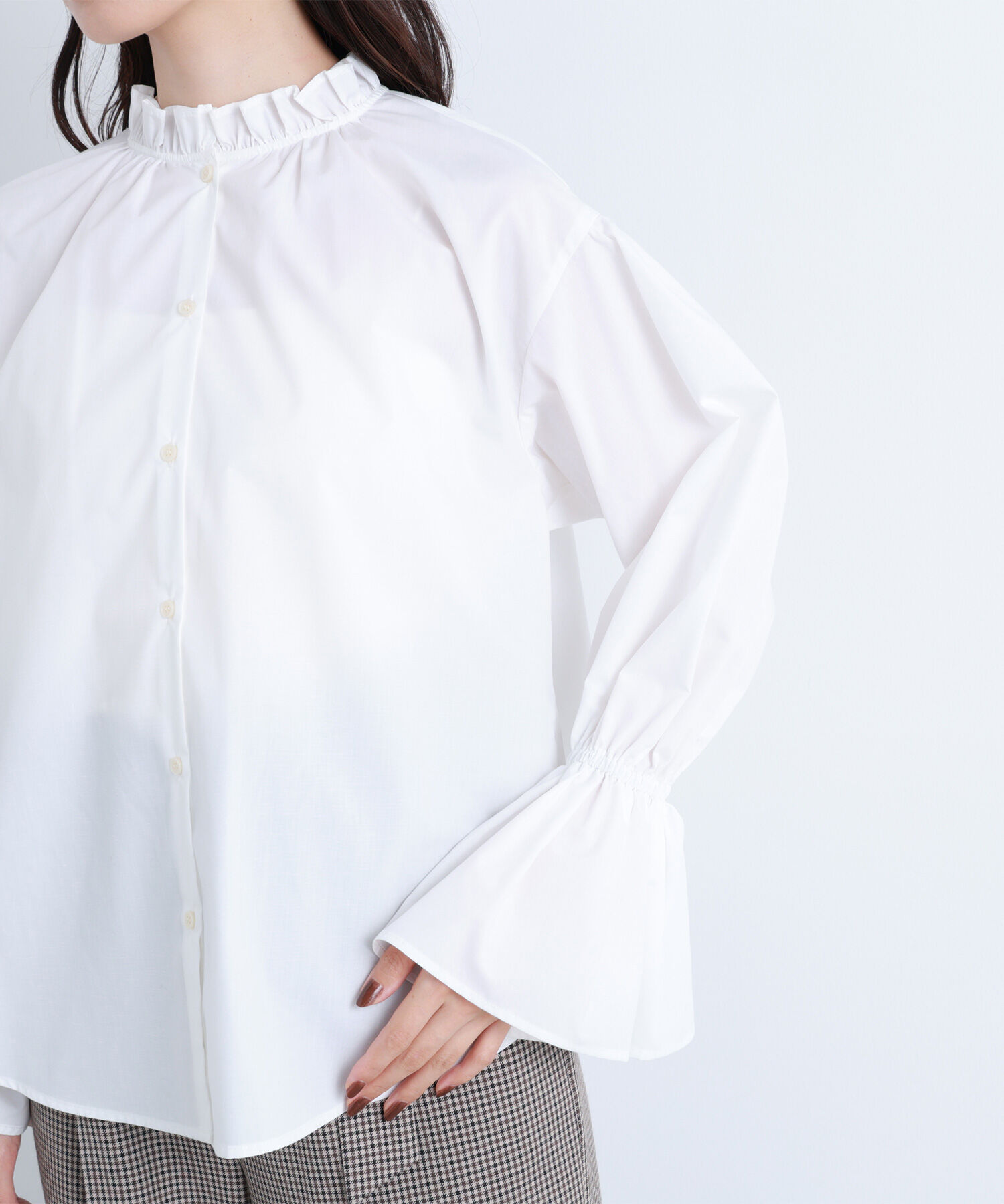  「フリルカフスハイネックブラウス」|シャツ・ブラウス|