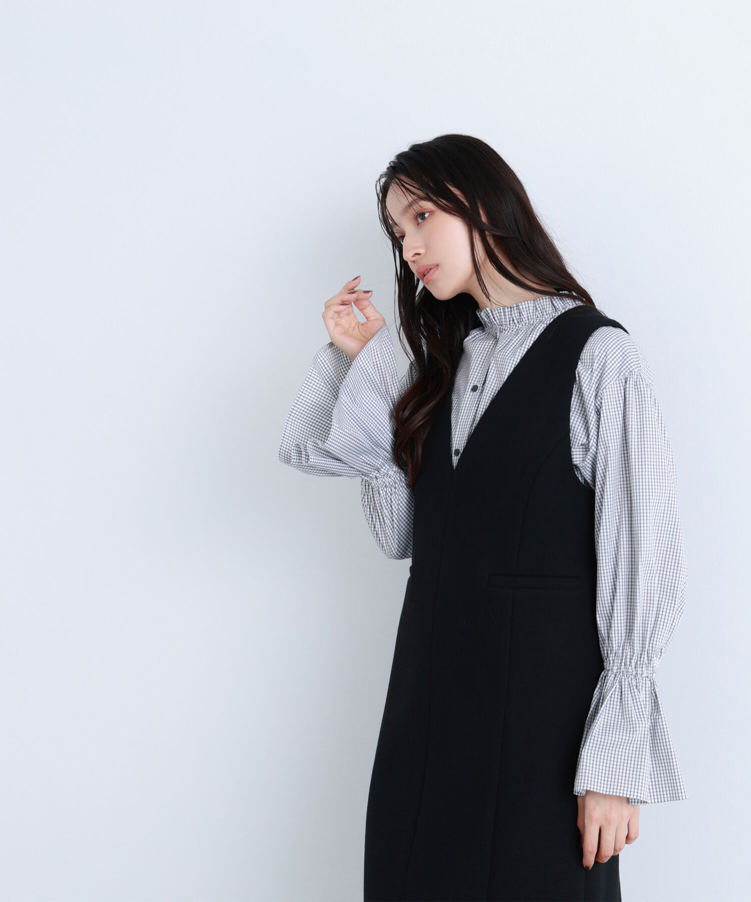  「フリルカフスハイネックブラウス」|シャツ・ブラウス|