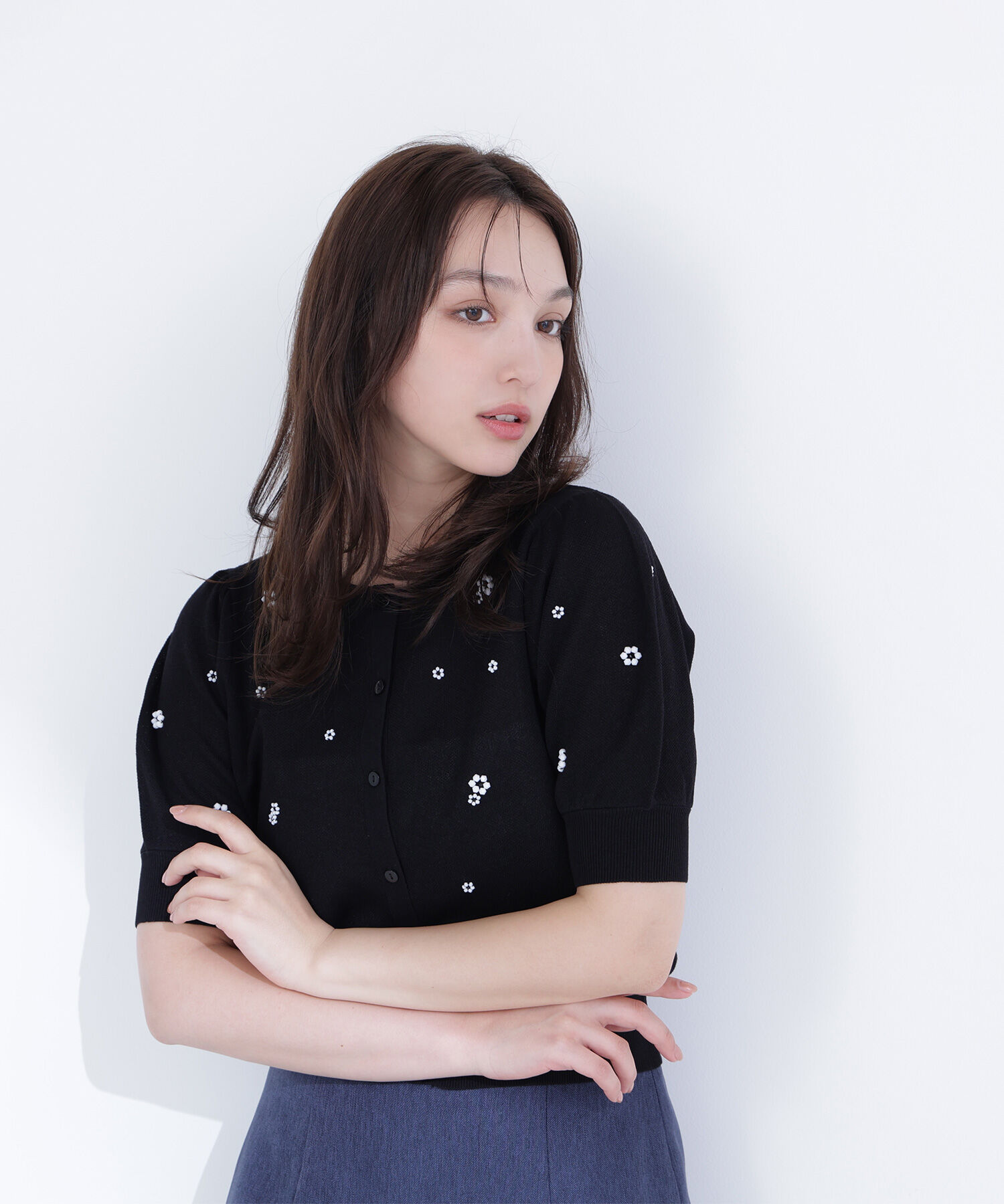  「フラワービーズカーディガン」|ニット・セーター|