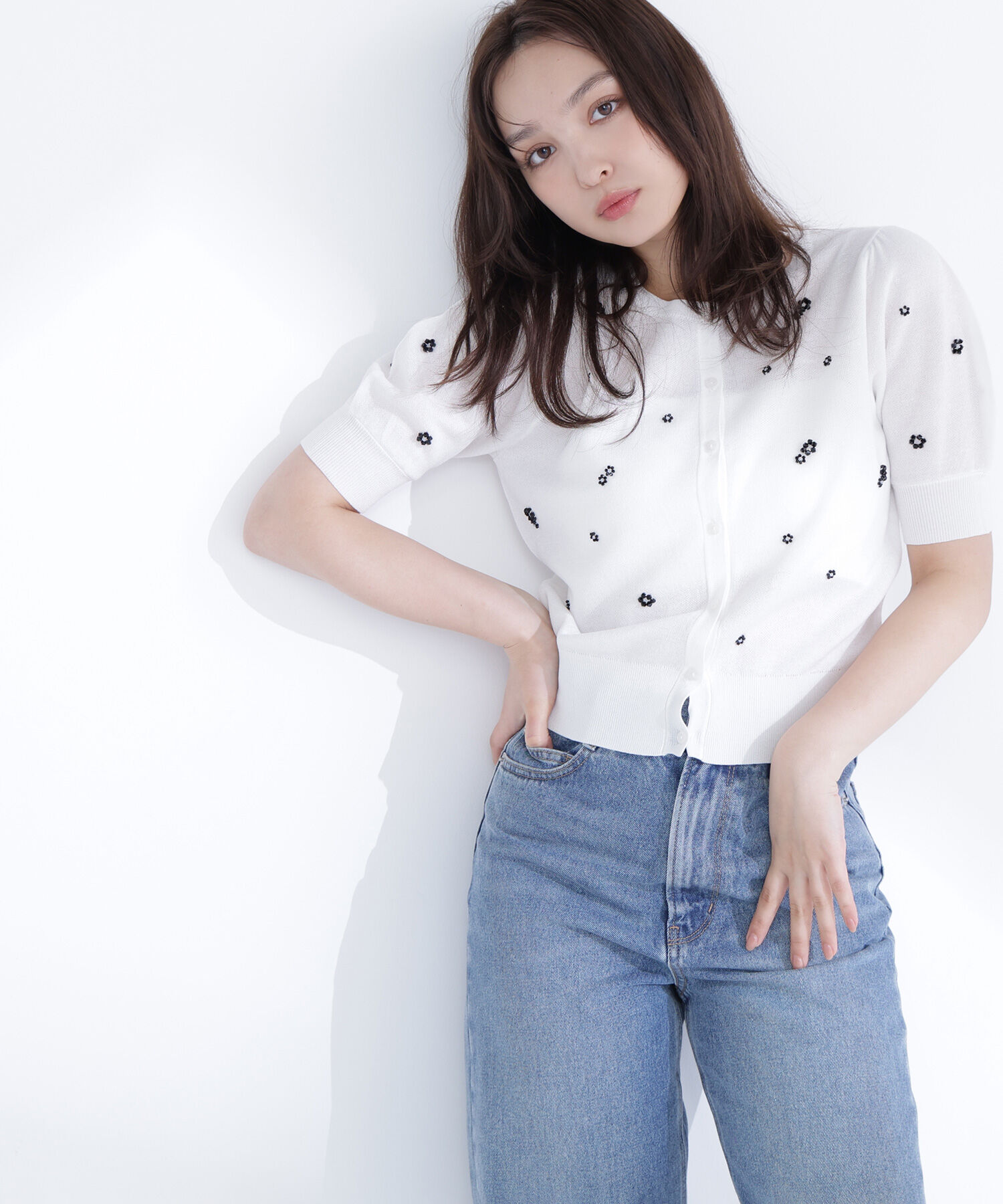  「フラワービーズカーディガン」|ニット・セーター|オフベース2