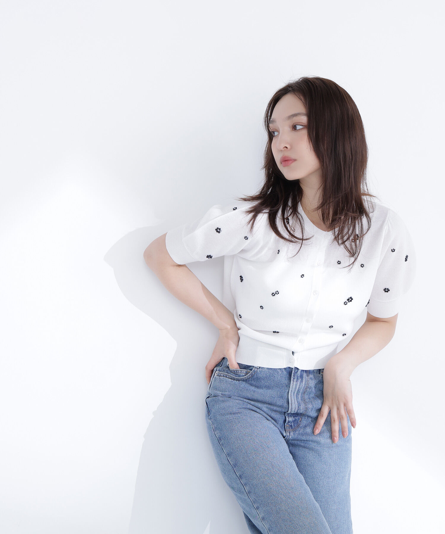  「フラワービーズカーディガン」|ニット・セーター|