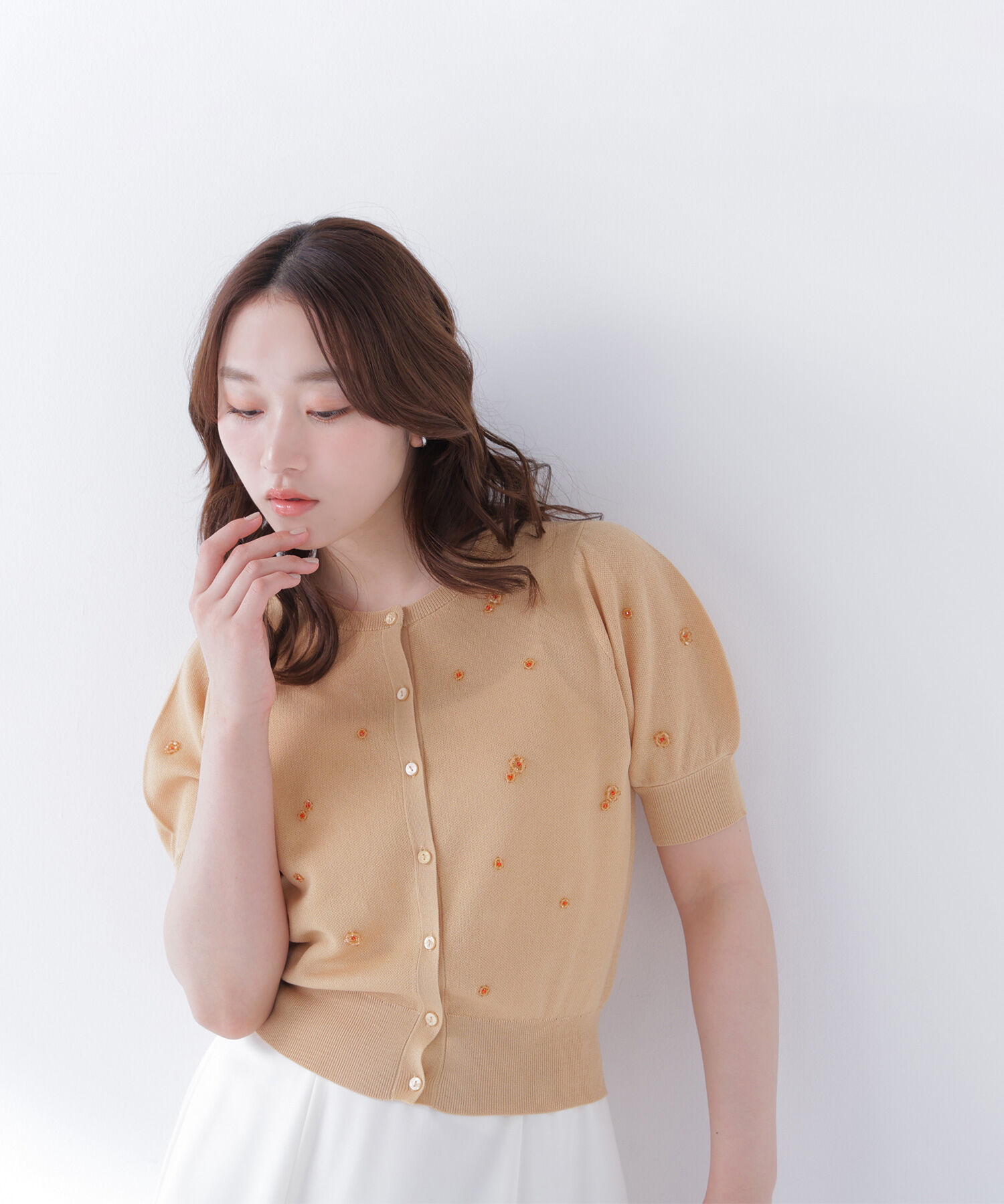  「フラワービーズカーディガン」|ニット・セーター|ベージュベー 2