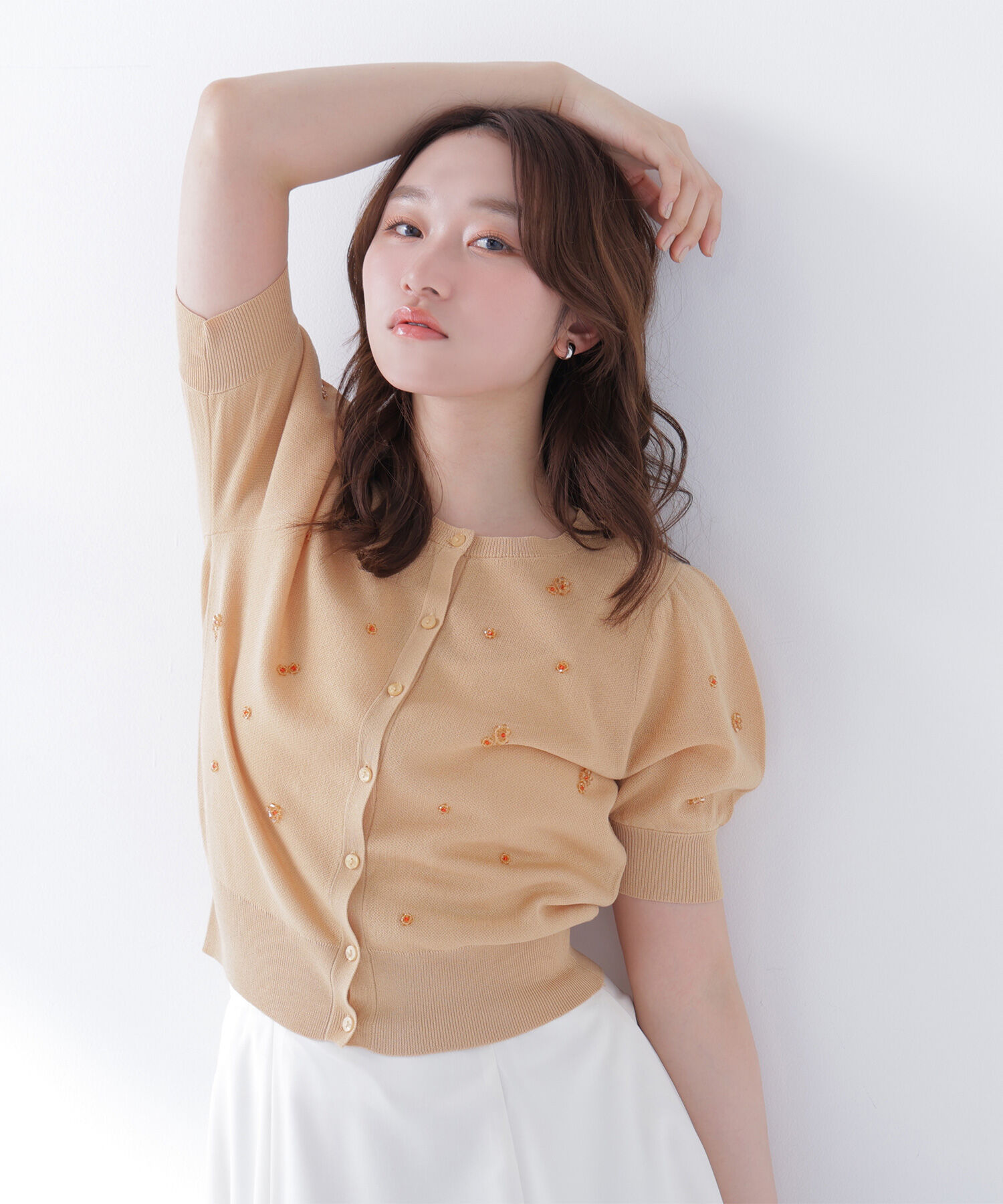  「フラワービーズカーディガン」|ニット・セーター|