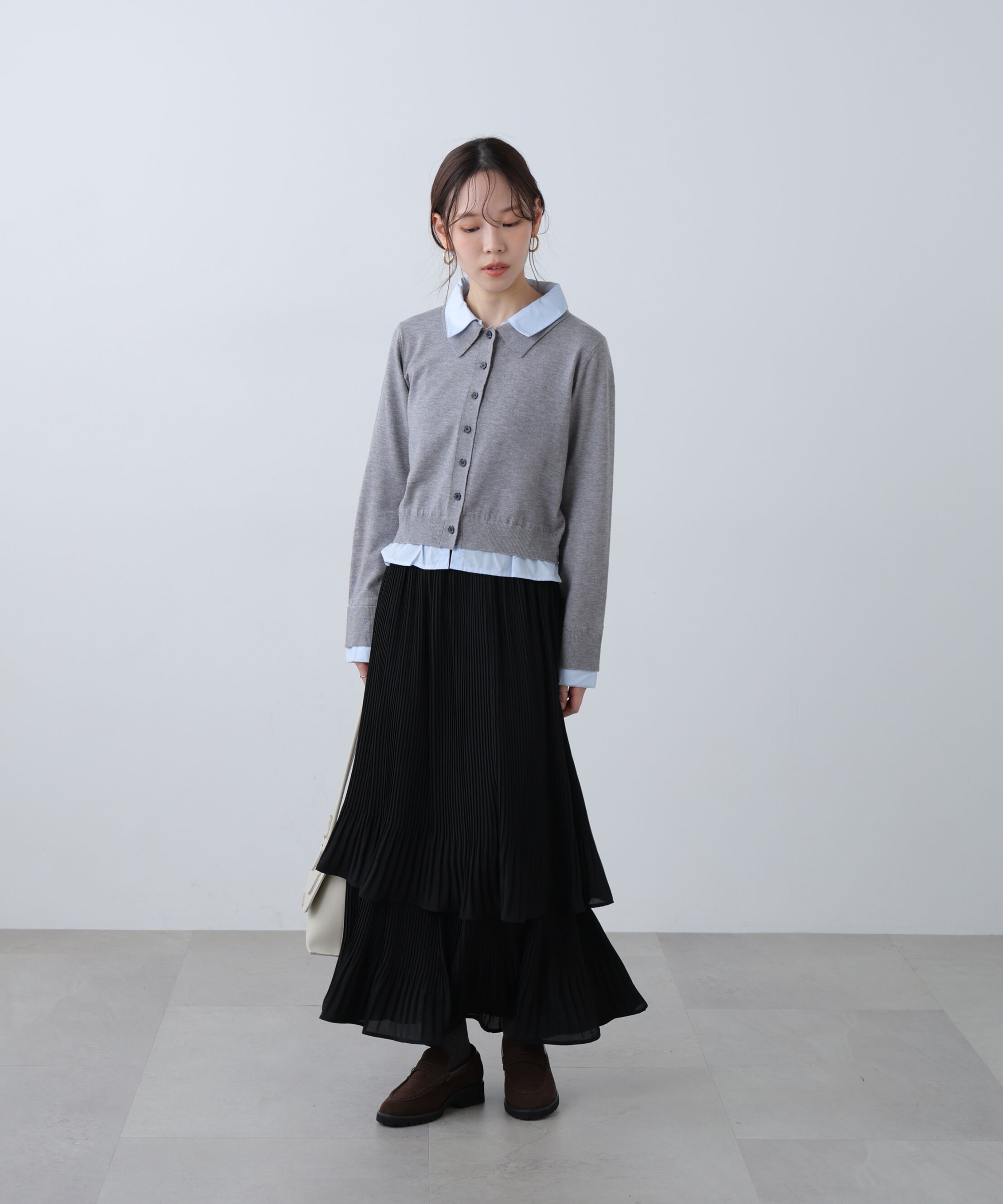  「シャツフェイクレイヤードポロカーディガン」|ニット・セーター|