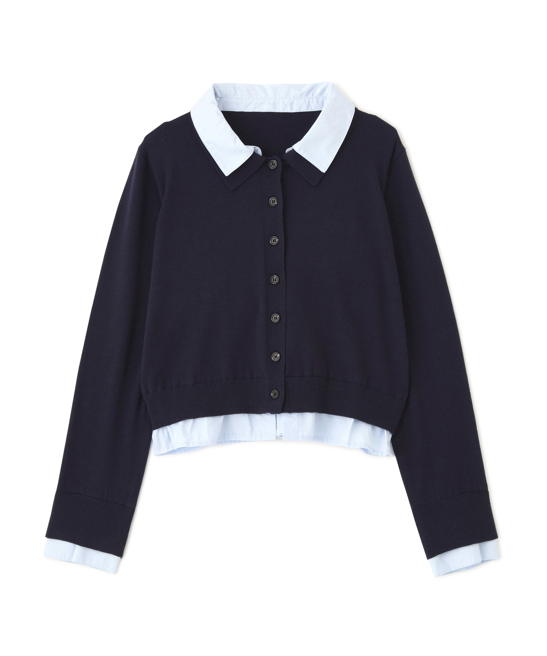  「シャツフェイクレイヤードポロカーディガン」|ニット・セーター|