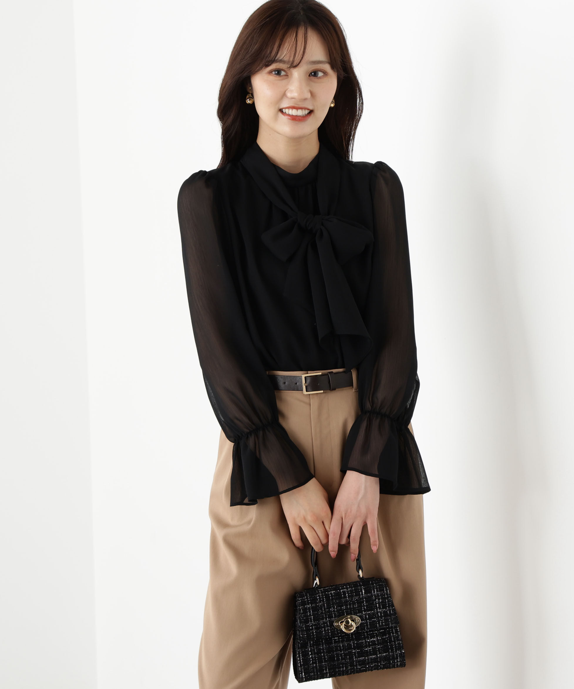 PROPORTION BODY DRESSING「＜ウォッシャブル＞ビッグリボン楊柳ブラウス 25AW」|シャツ・ブラウス|