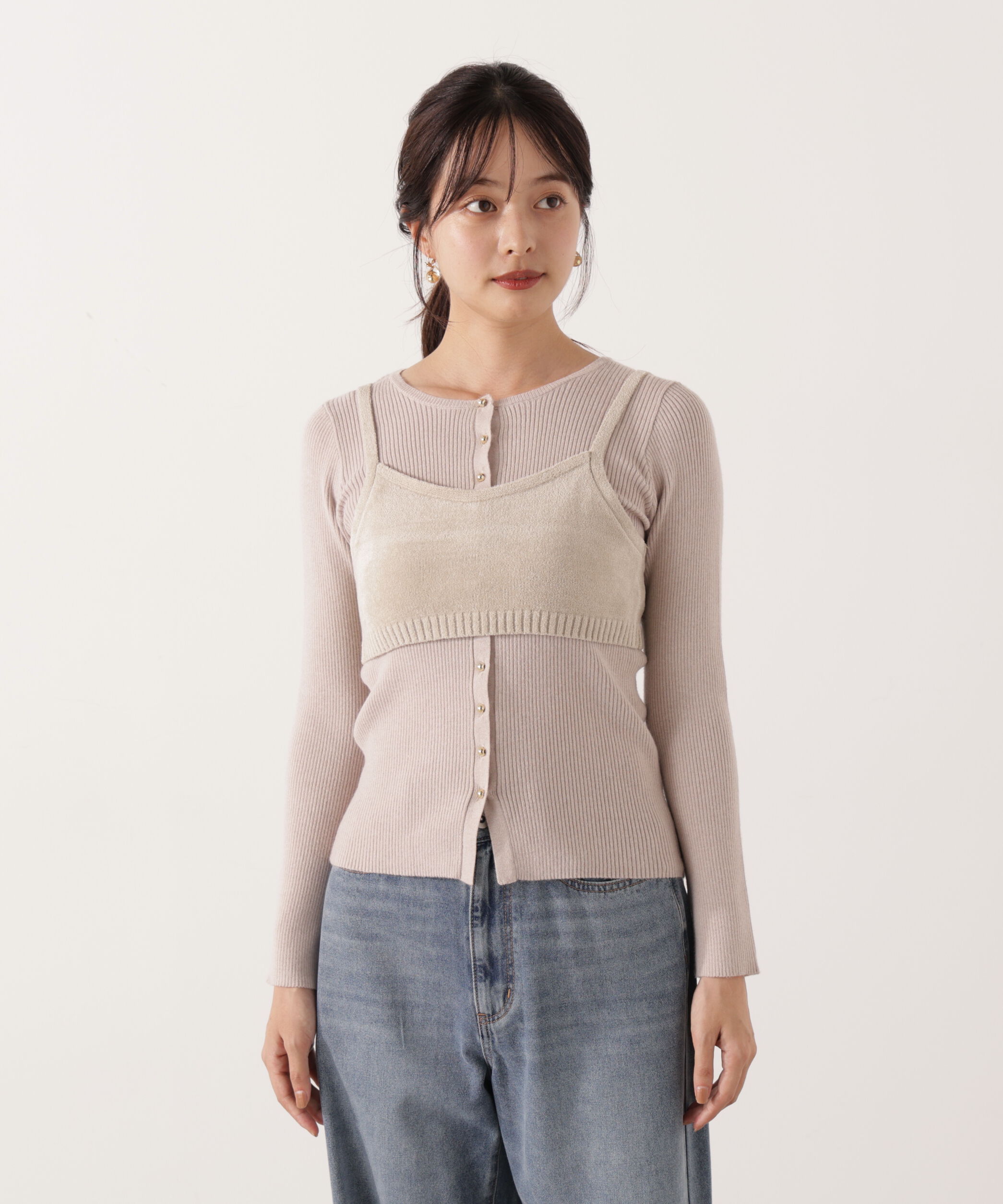 PROPORTION BODY DRESSING「レイヤードキャミ付ニット 25AW」|ニット・セーター|