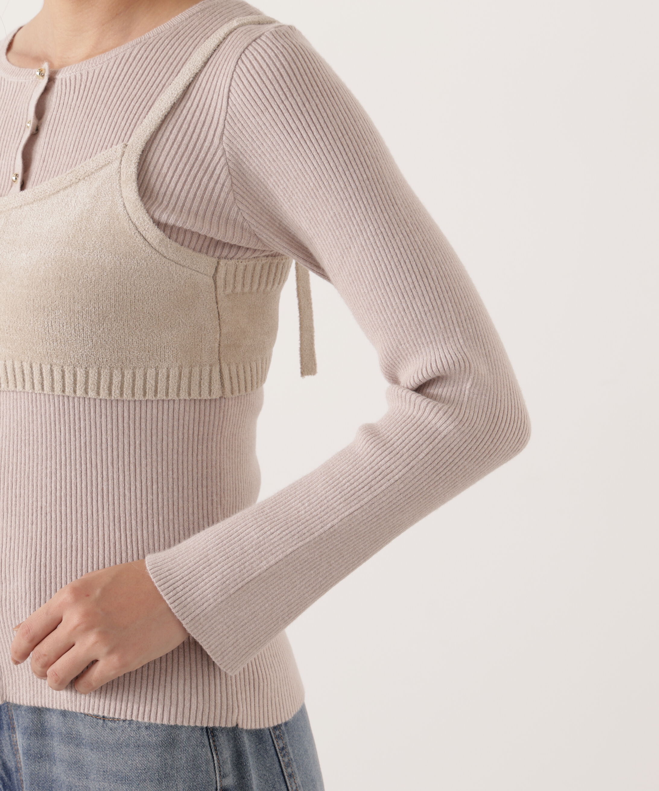 PROPORTION BODY DRESSING「レイヤードキャミ付ニット 25AW」|ニット・セーター|