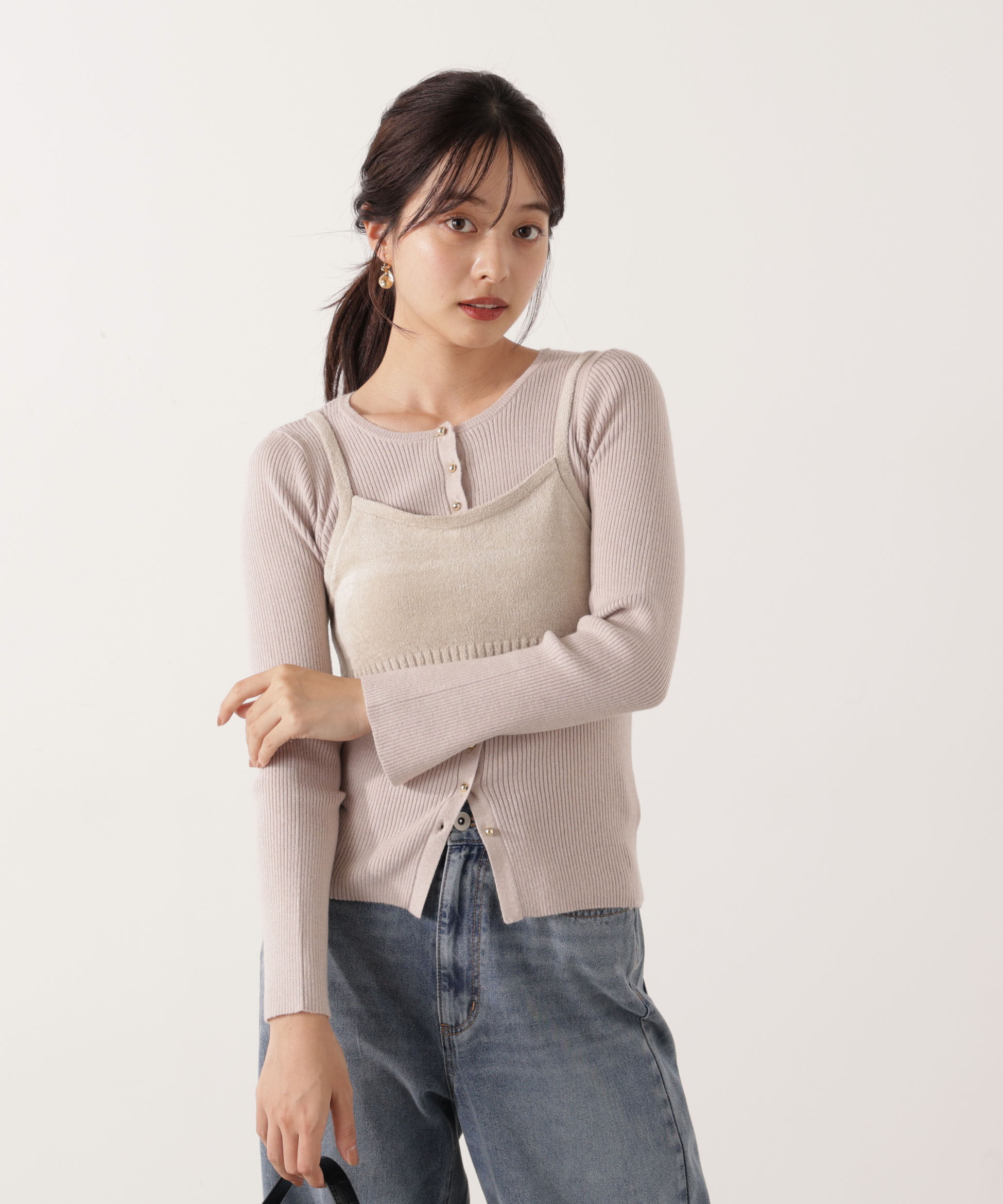 PROPORTION BODY DRESSING「レイヤードキャミ付ニット 25AW」|ニット・セーター|