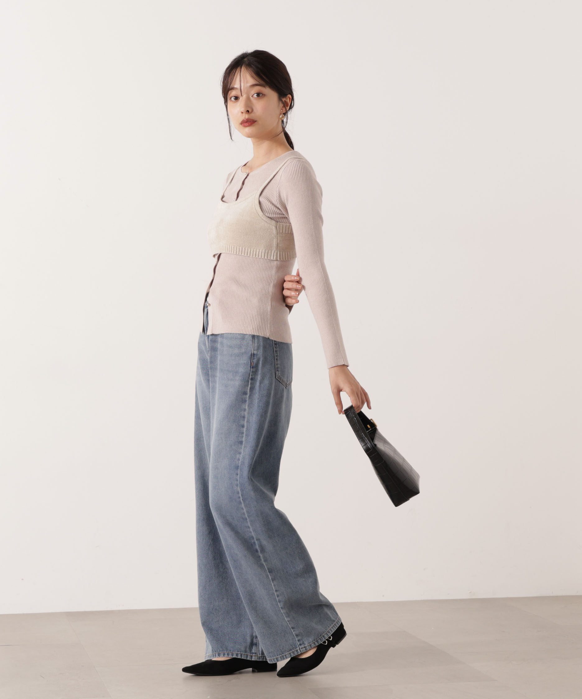 PROPORTION BODY DRESSING「レイヤードキャミ付ニット 25AW」|ニット・セーター|