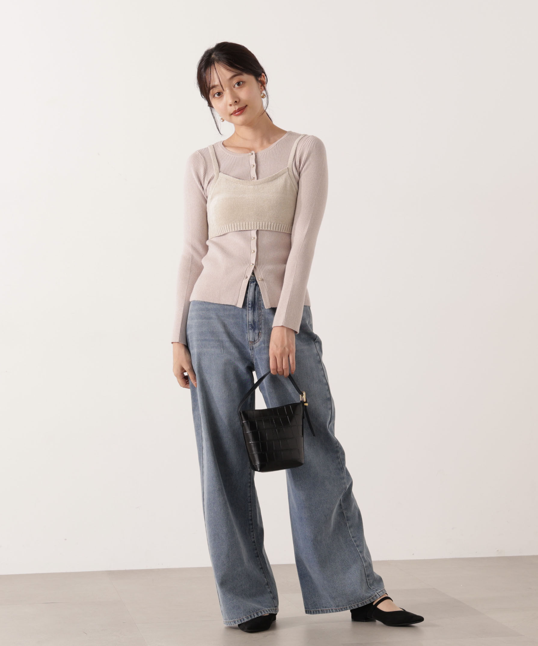 PROPORTION BODY DRESSING「レイヤードキャミ付ニット 25AW」|ニット・セーター|