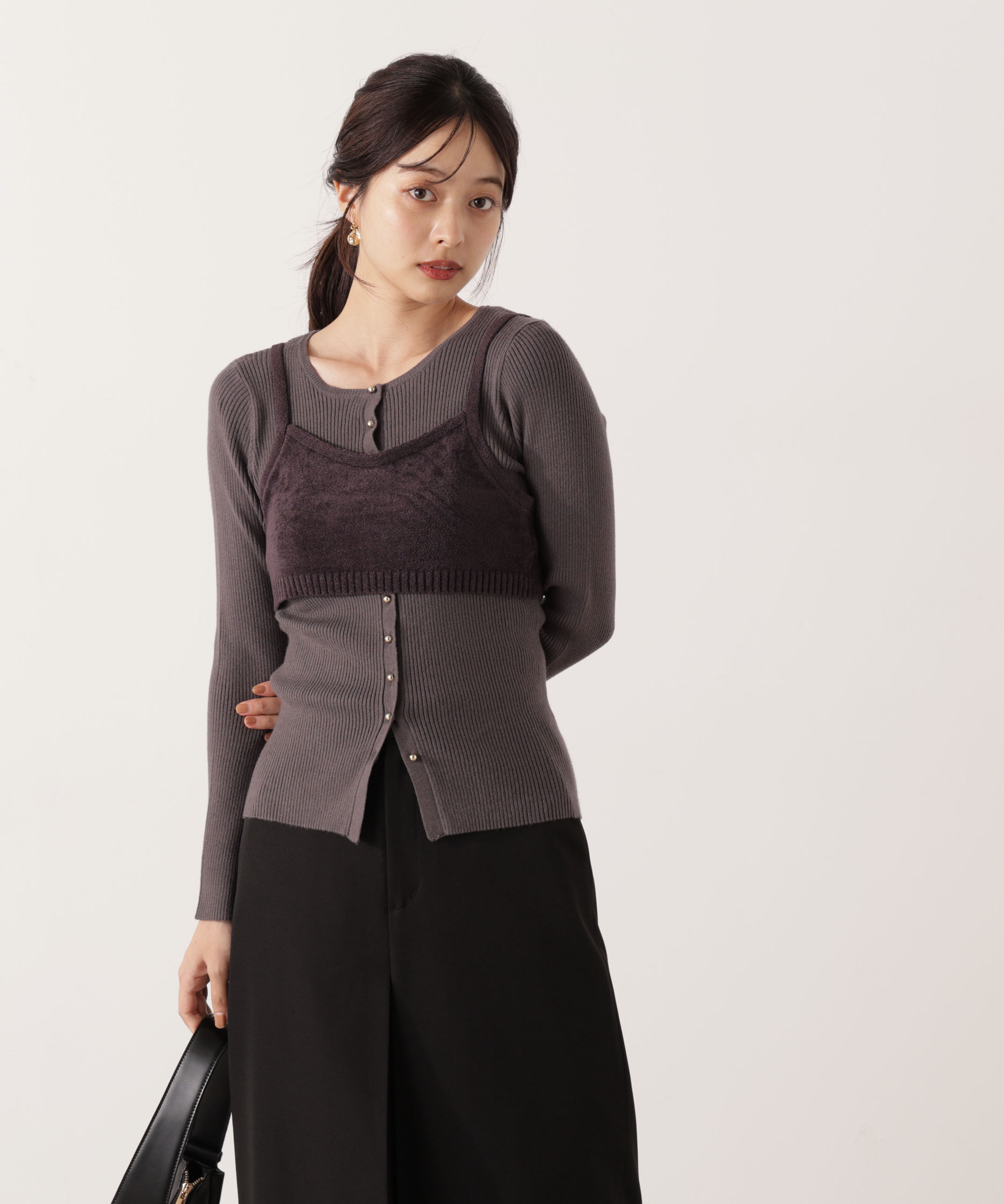 PROPORTION BODY DRESSING「レイヤードキャミ付ニット 25AW」|ニット・セーター|