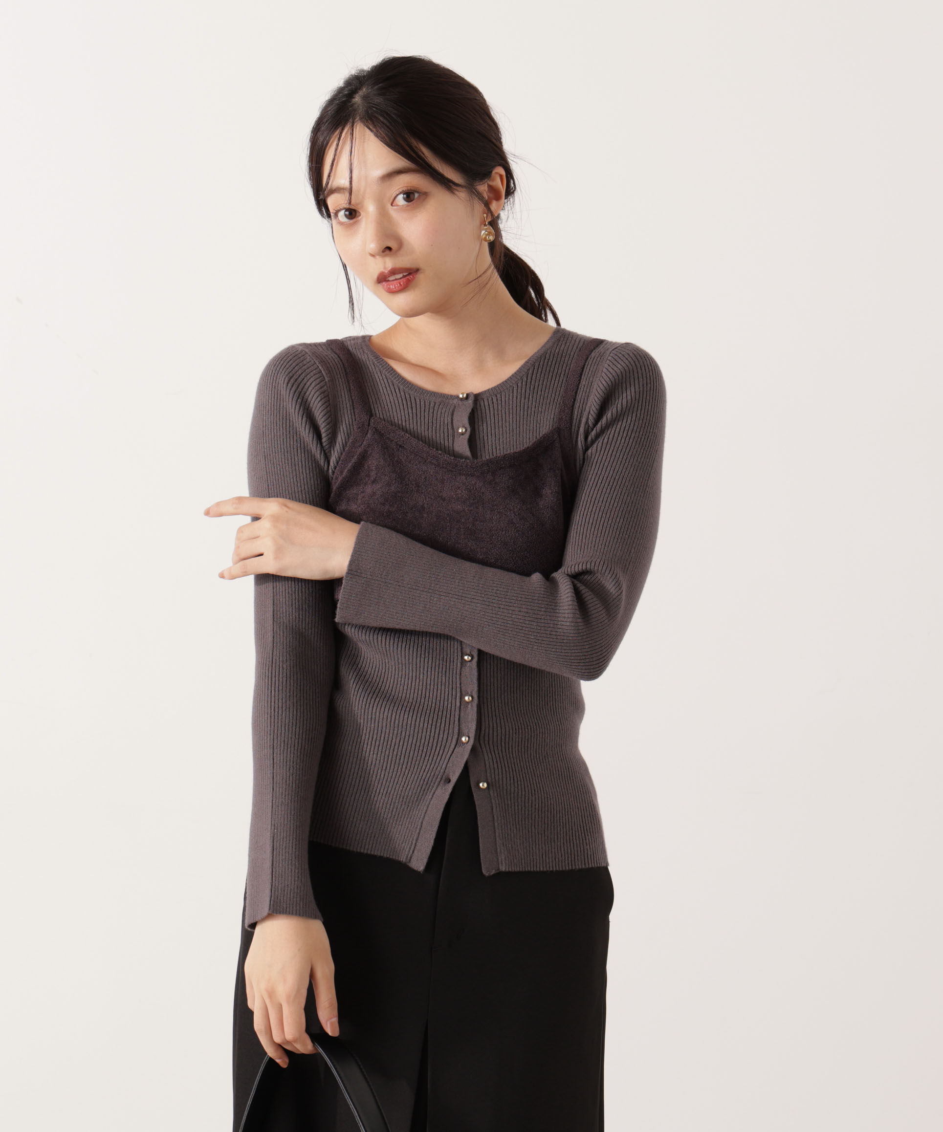 PROPORTION BODY DRESSING「レイヤードキャミ付ニット 25AW」|ニット・セーター|