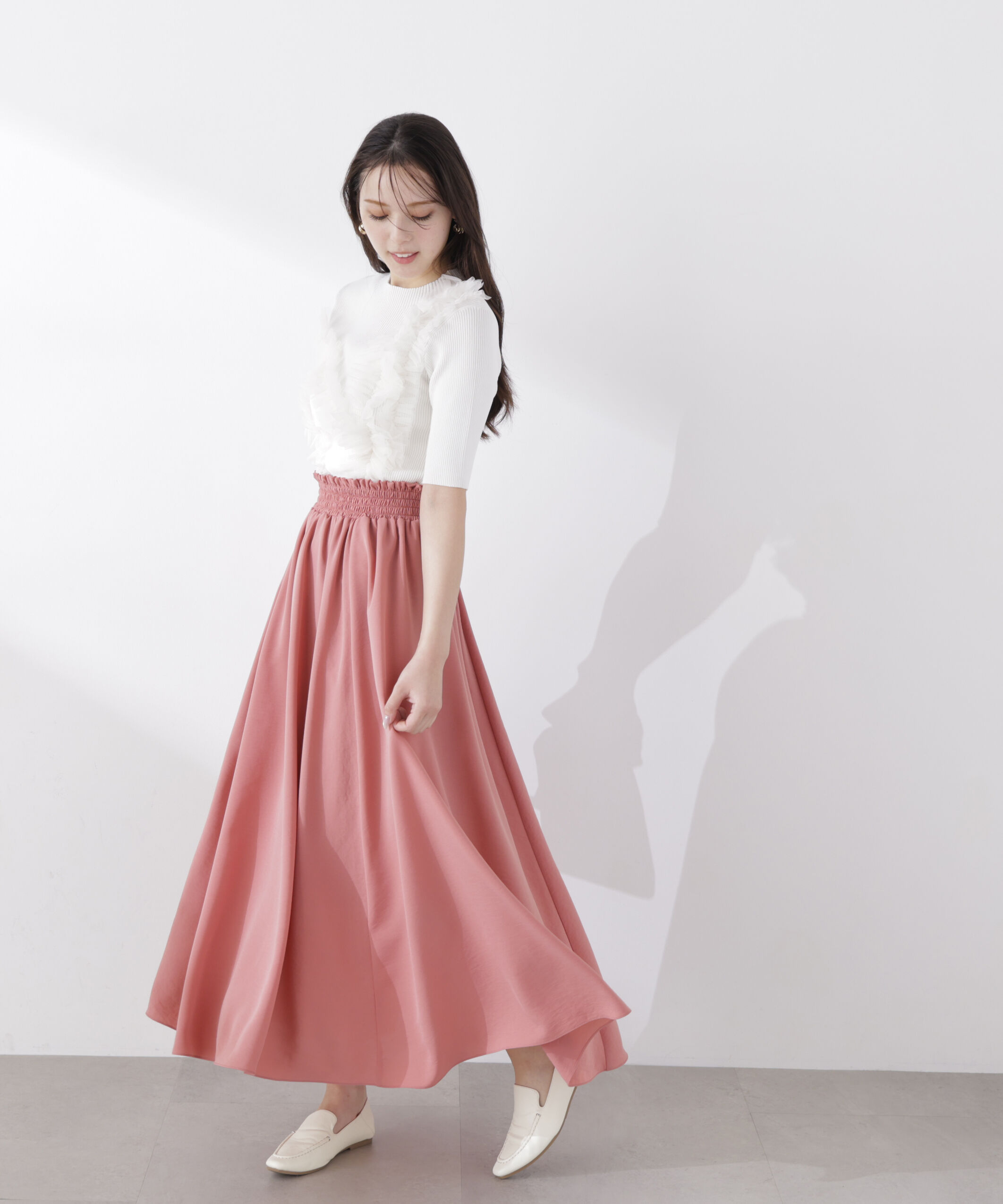 PROPORTION BODY DRESSING「ゴムシャーリングギャザースカート　26SS」|スカート|ピンク