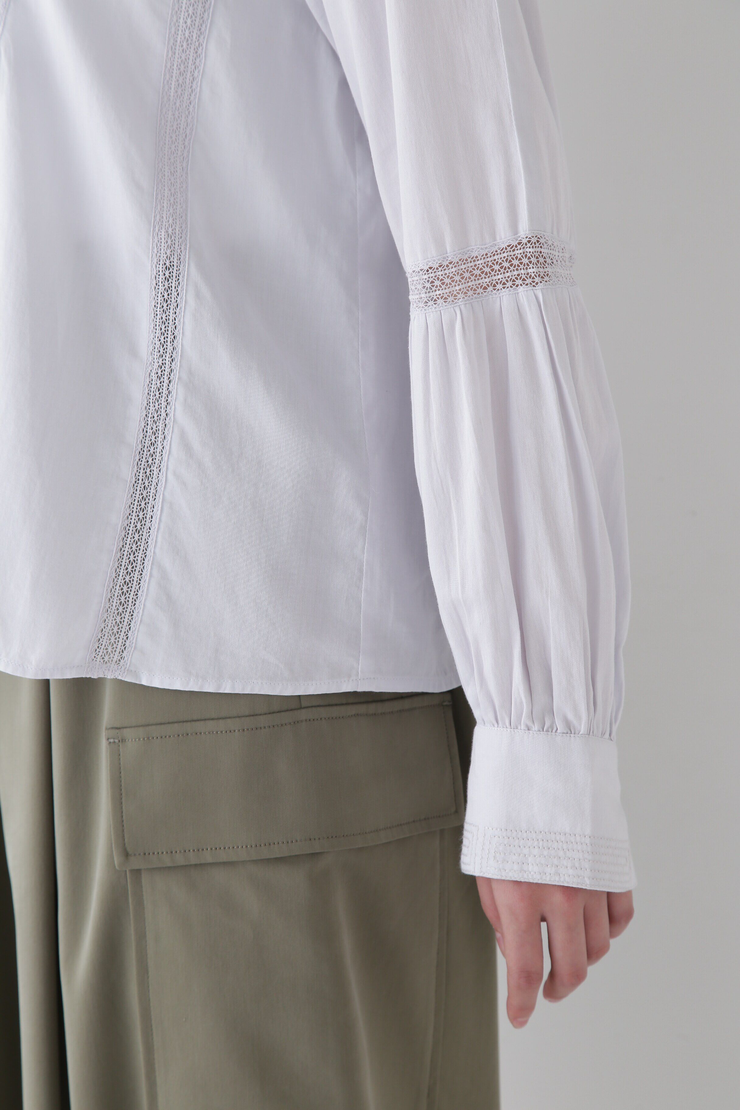  「◆コットンサテンインドスキッパーブラウス」|シャツ・ブラウス|