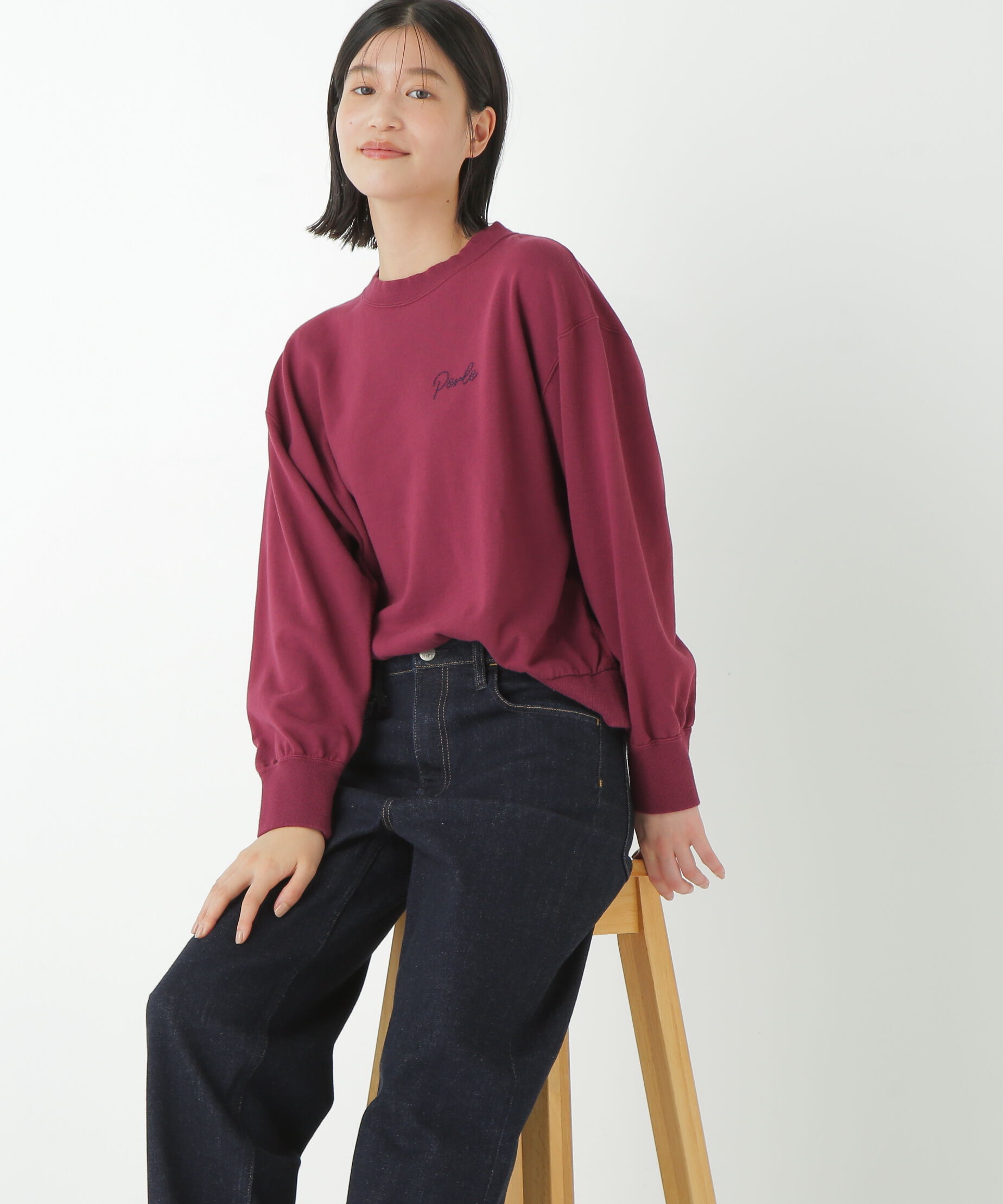  「◆チェーンステッチロゴトレーナー」|Tシャツ・カットソー|ボルドー