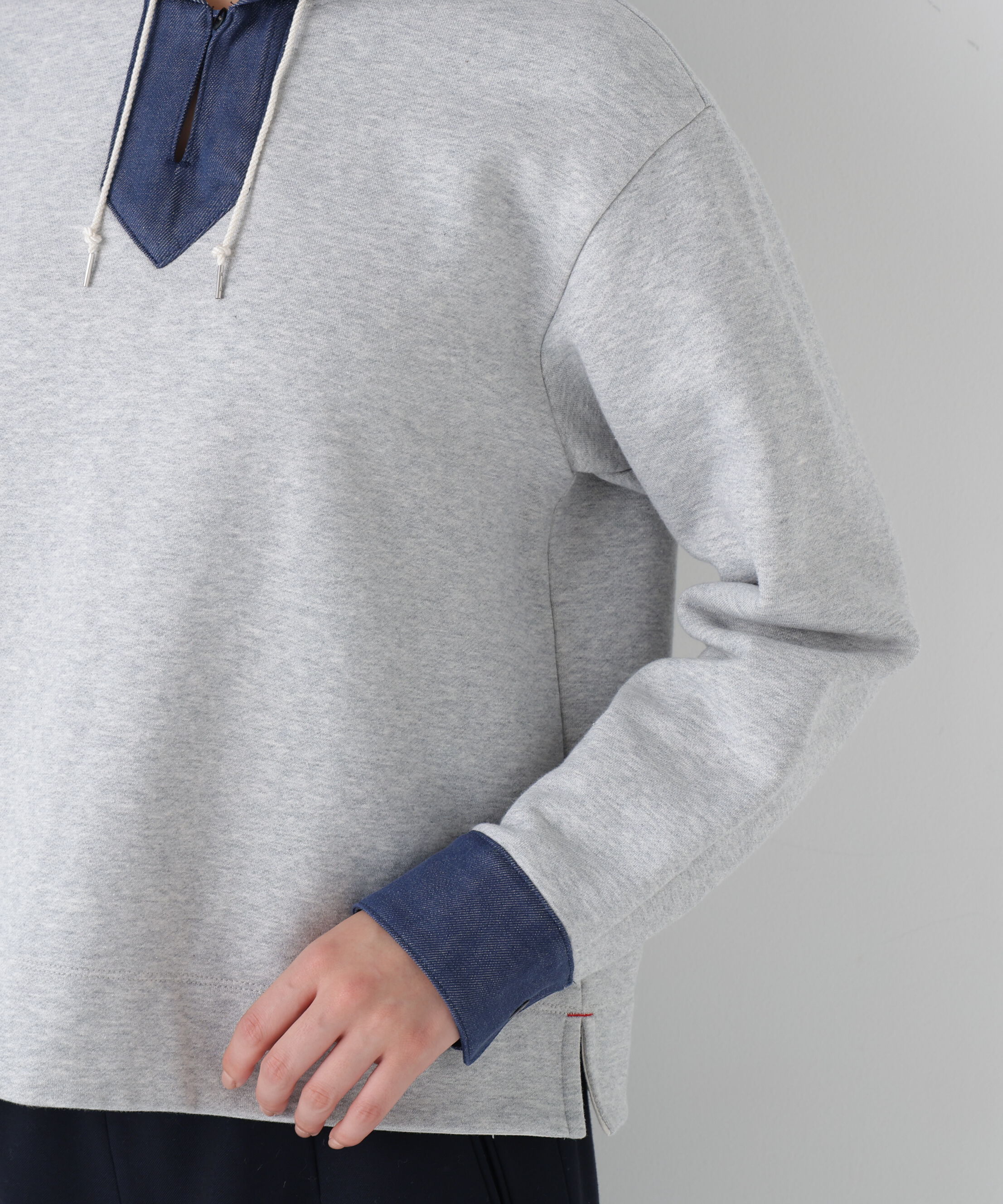  「◆デニムドッキングフーディープルオーバー」|Tシャツ・カットソー|