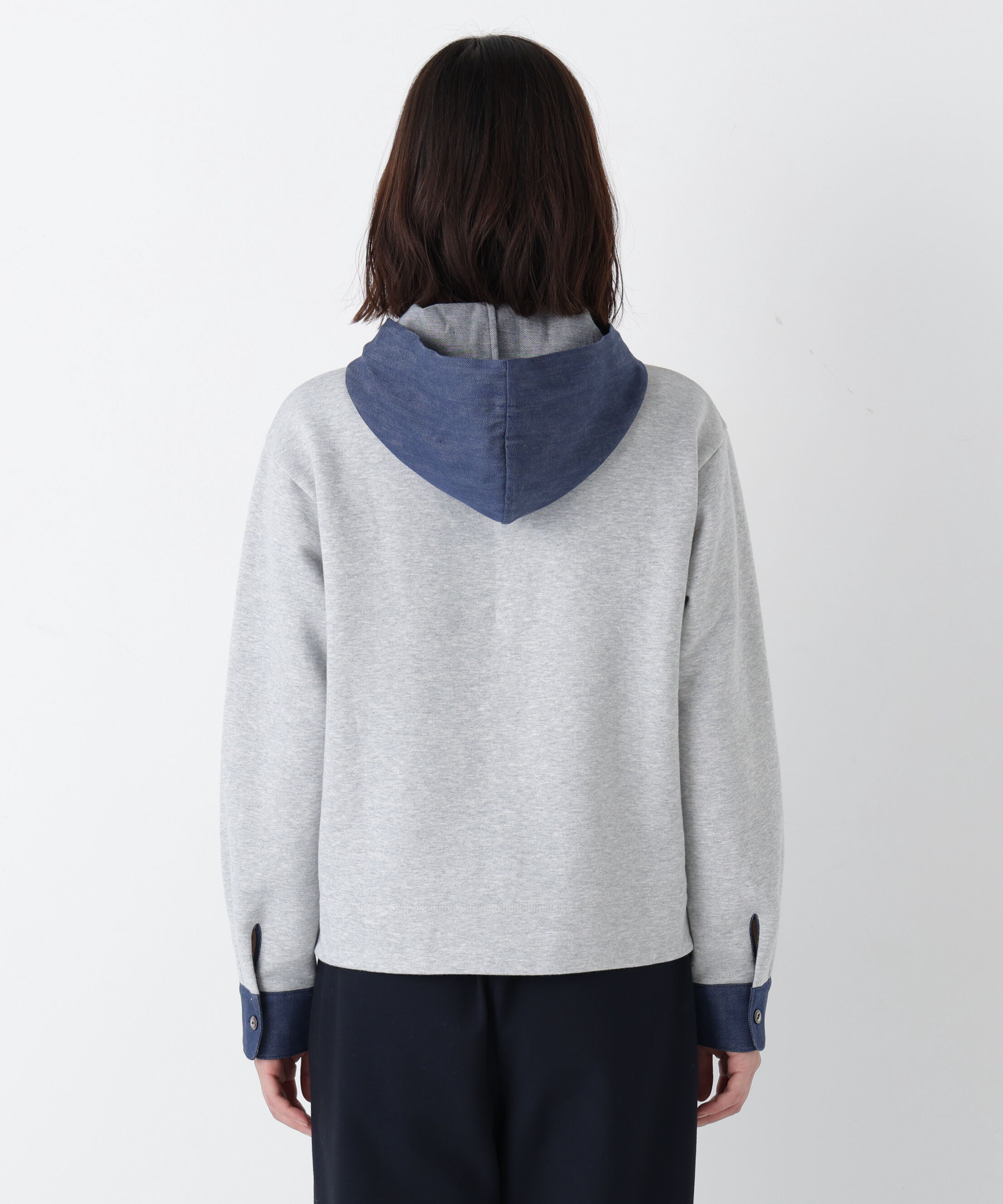  「◆デニムドッキングフーディープルオーバー」|Tシャツ・カットソー|