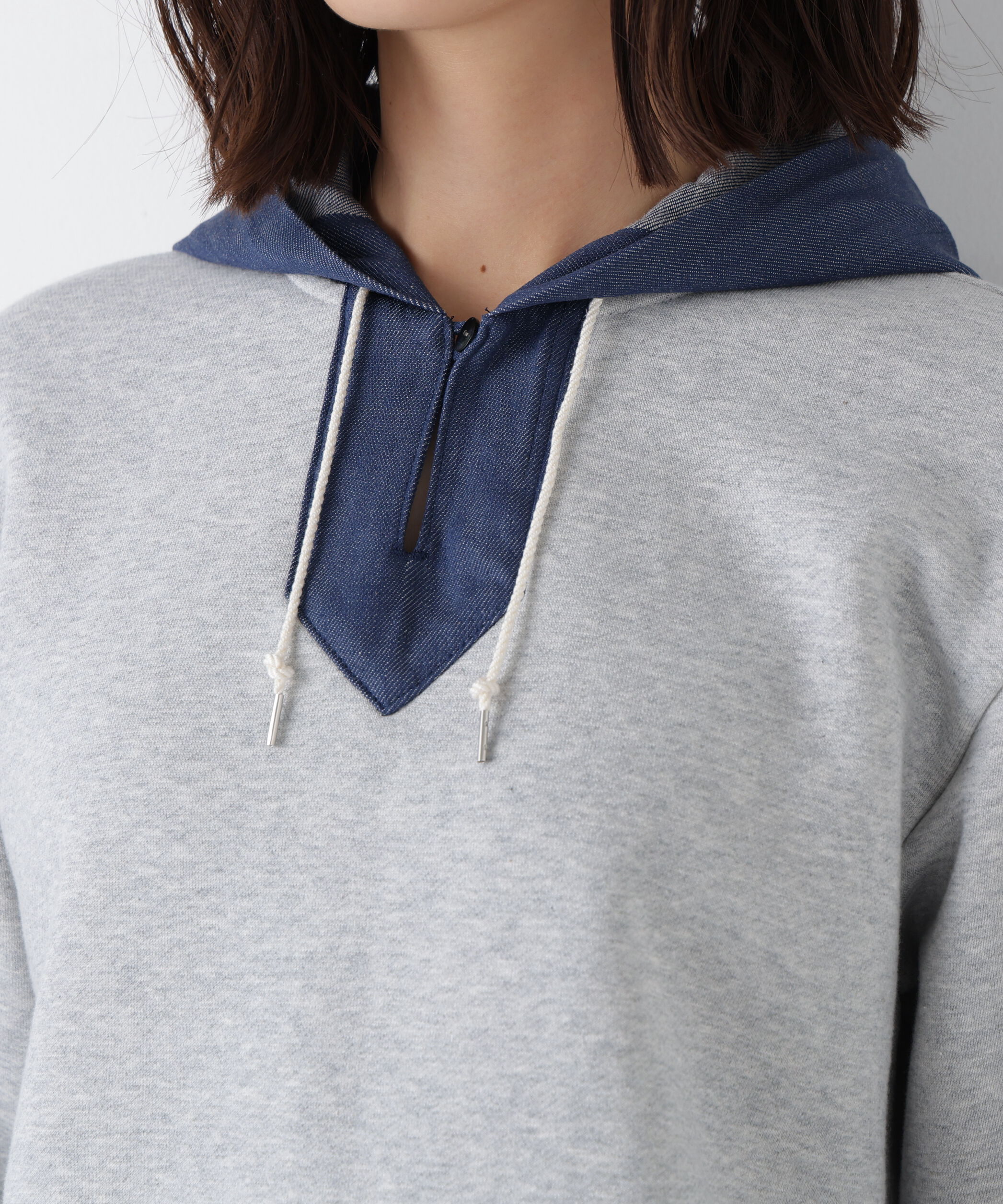  「◆デニムドッキングフーディープルオーバー」|Tシャツ・カットソー|