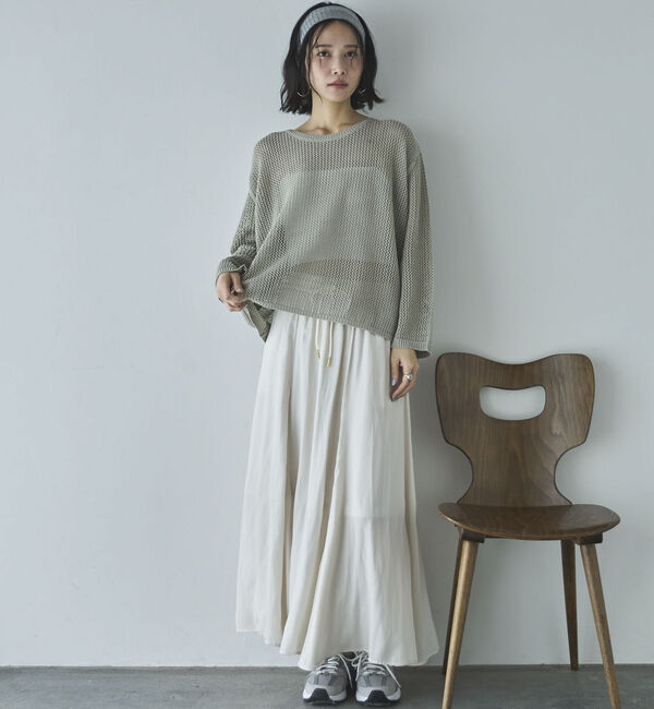 Doux archives「透かし柄メッシュニット」|ニット・セーター|