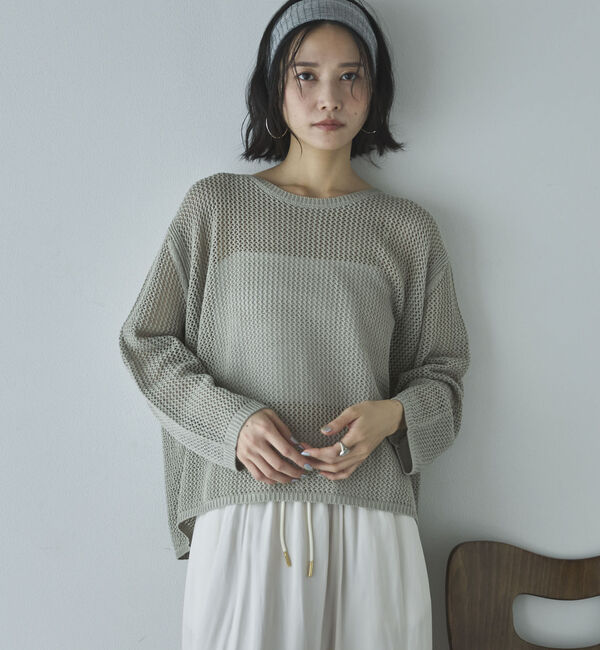 Doux archives「透かし柄メッシュニット」|ニット・セーター|