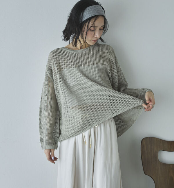 Doux archives「透かし柄メッシュニット」|ニット・セーター|