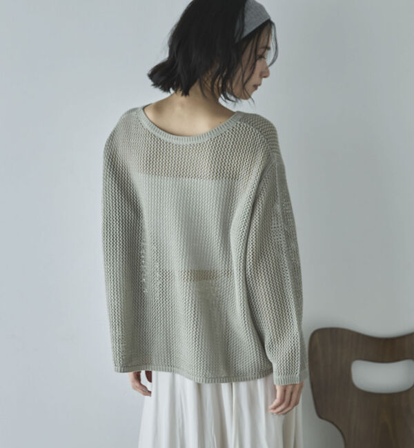 Doux archives「透かし柄メッシュニット」|ニット・セーター|